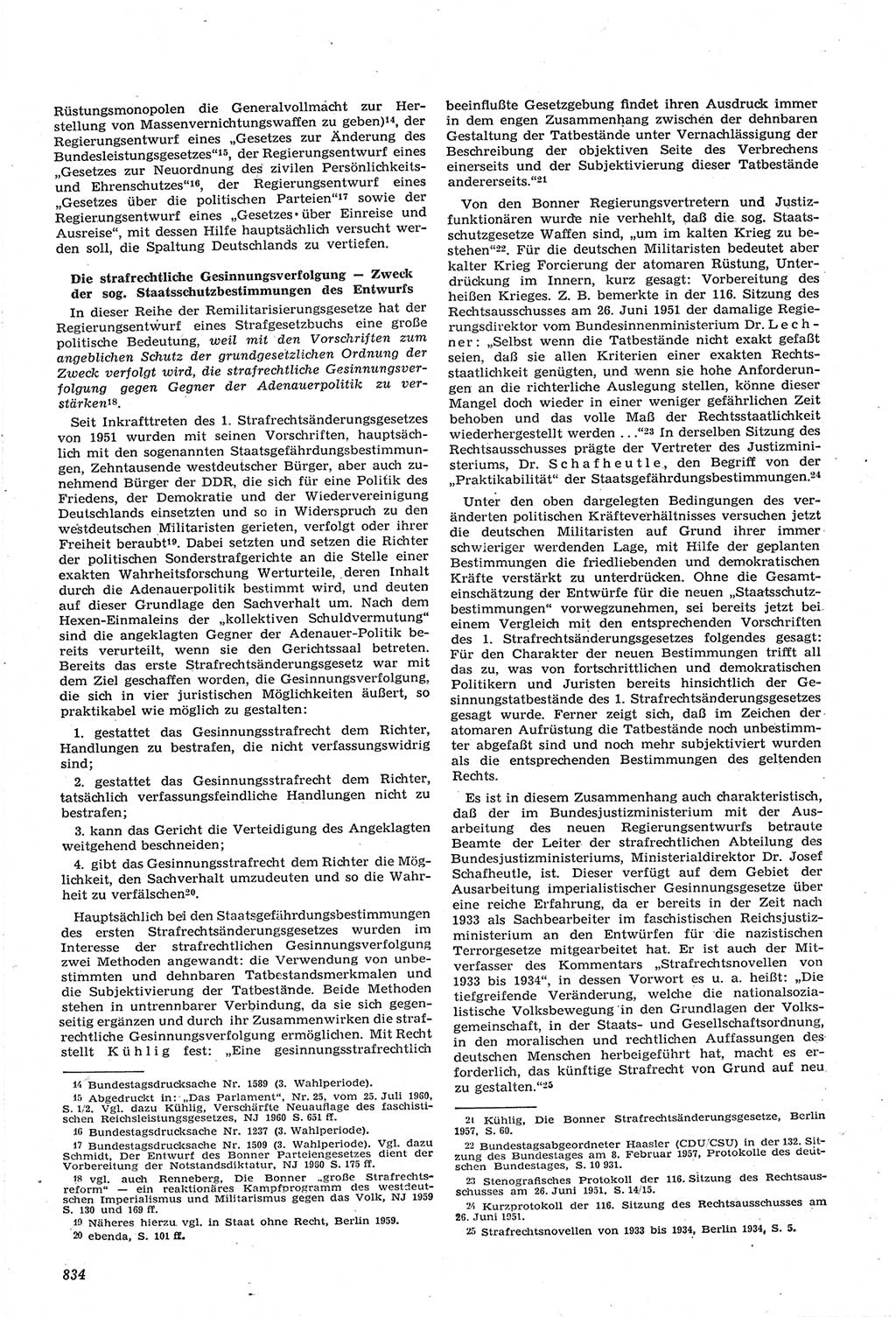 Neue Justiz (NJ), Zeitschrift für Recht und Rechtswissenschaft [Deutsche Demokratische Republik (DDR)], 14. Jahrgang 1960, Seite 834 (NJ DDR 1960, S. 834)