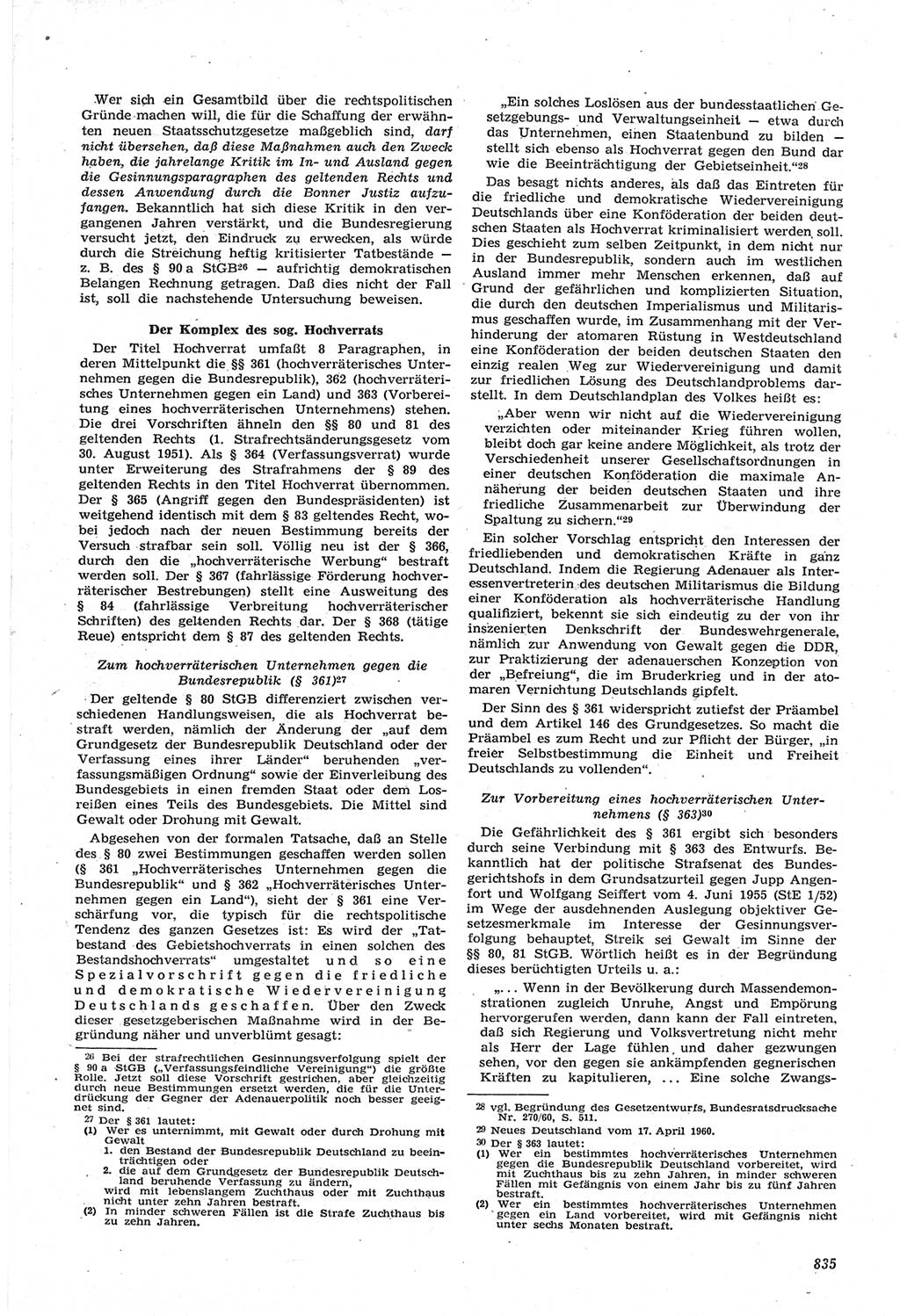 Neue Justiz (NJ), Zeitschrift für Recht und Rechtswissenschaft [Deutsche Demokratische Republik (DDR)], 14. Jahrgang 1960, Seite 835 (NJ DDR 1960, S. 835)