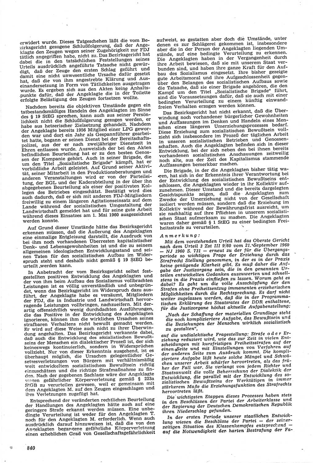 Neue Justiz (NJ), Zeitschrift für Recht und Rechtswissenschaft [Deutsche Demokratische Republik (DDR)], 14. Jahrgang 1960, Seite 840 (NJ DDR 1960, S. 840)