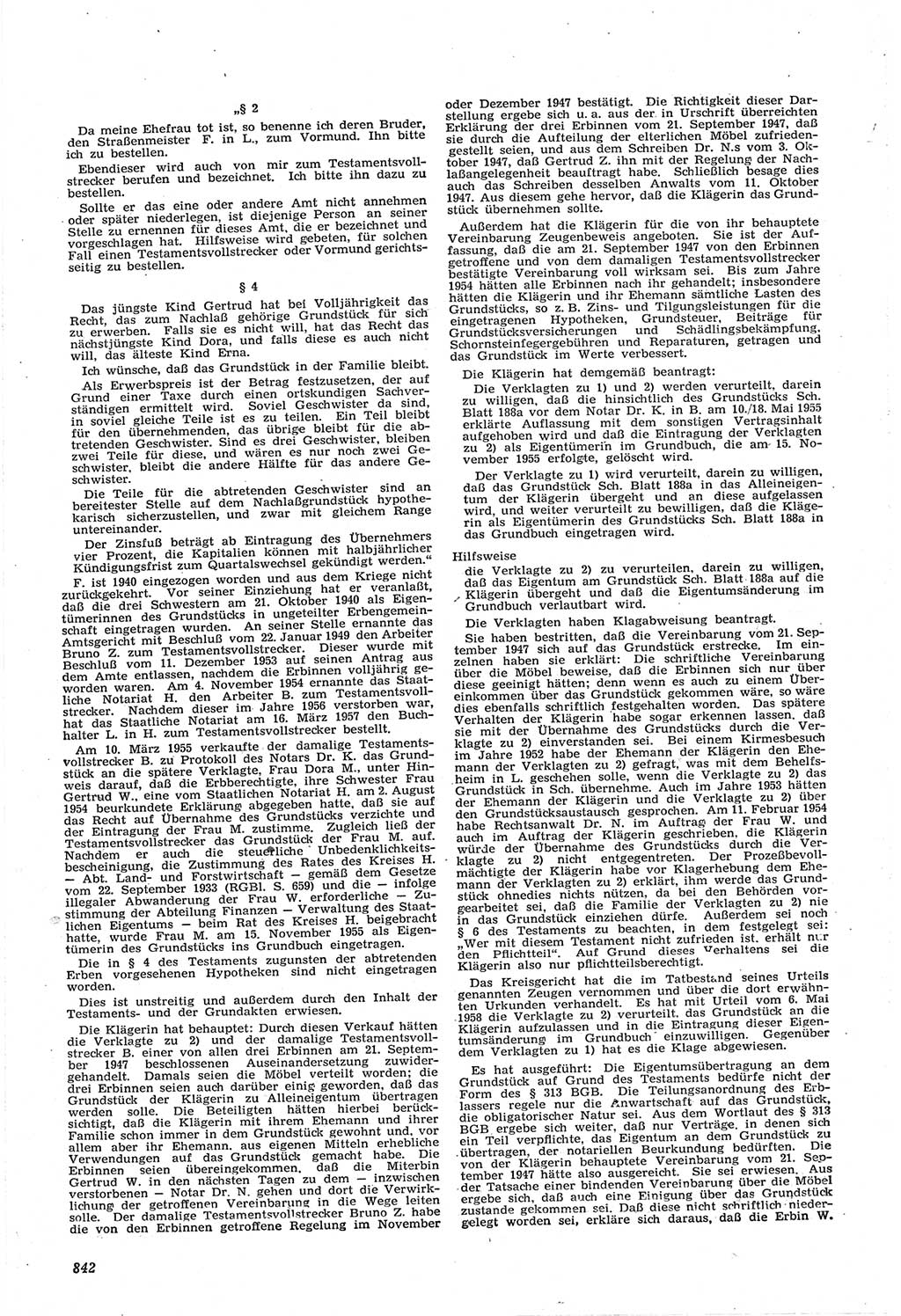 Neue Justiz (NJ), Zeitschrift für Recht und Rechtswissenschaft [Deutsche Demokratische Republik (DDR)], 14. Jahrgang 1960, Seite 842 (NJ DDR 1960, S. 842)