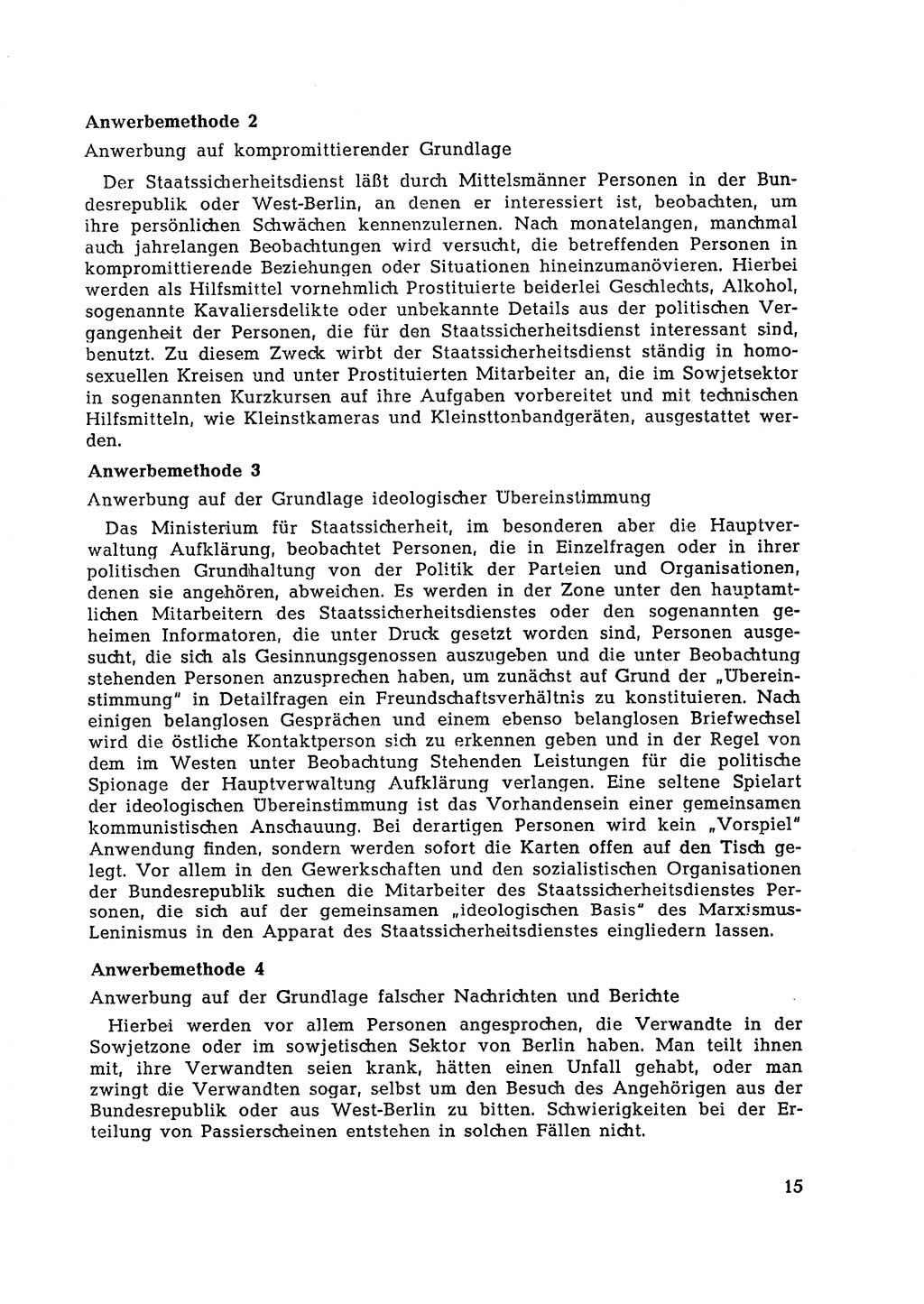 Berlin-Lichtenberg Normannenstraße 22, Agentenzentrale SSD [Staatssicherheitsdienst Deutsche Demokratische Republik (DDR)] 1961, Seite 15 (SSD DDR UfJ BRD 1961, S. 15)