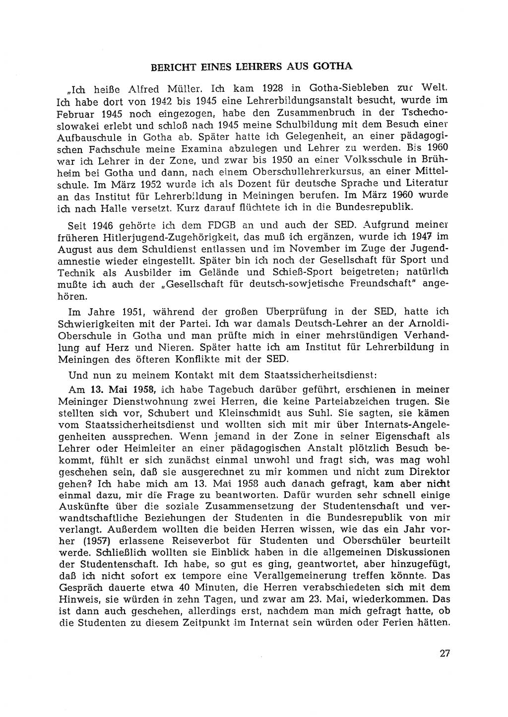 Berlin-Lichtenberg Normannenstraße 22, Agentenzentrale SSD [Staatssicherheitsdienst Deutsche Demokratische Republik (DDR)] 1961, Seite 27 (SSD DDR UfJ BRD 1961, S. 27)