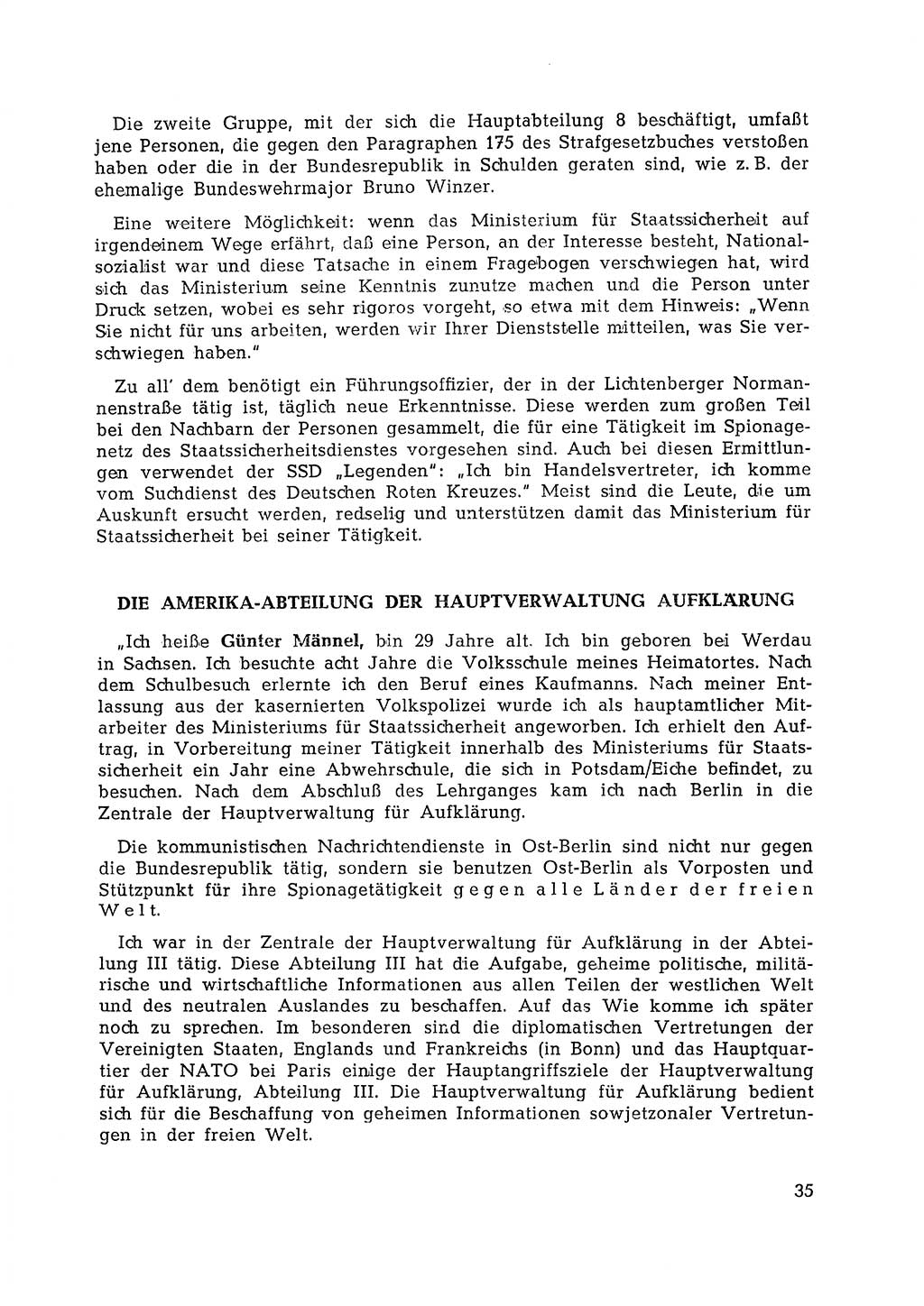 Berlin-Lichtenberg Normannenstraße 22, Agentenzentrale SSD [Staatssicherheitsdienst Deutsche Demokratische Republik (DDR)] 1961, Seite 35 (SSD DDR UfJ BRD 1961, S. 35)