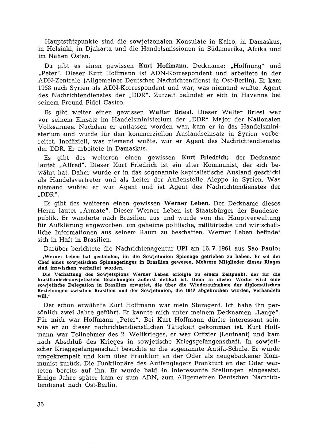 Berlin-Lichtenberg Normannenstraße 22, Agentenzentrale SSD [Staatssicherheitsdienst Deutsche Demokratische Republik (DDR)] 1961, Seite 36 (SSD DDR UfJ BRD 1961, S. 36)
