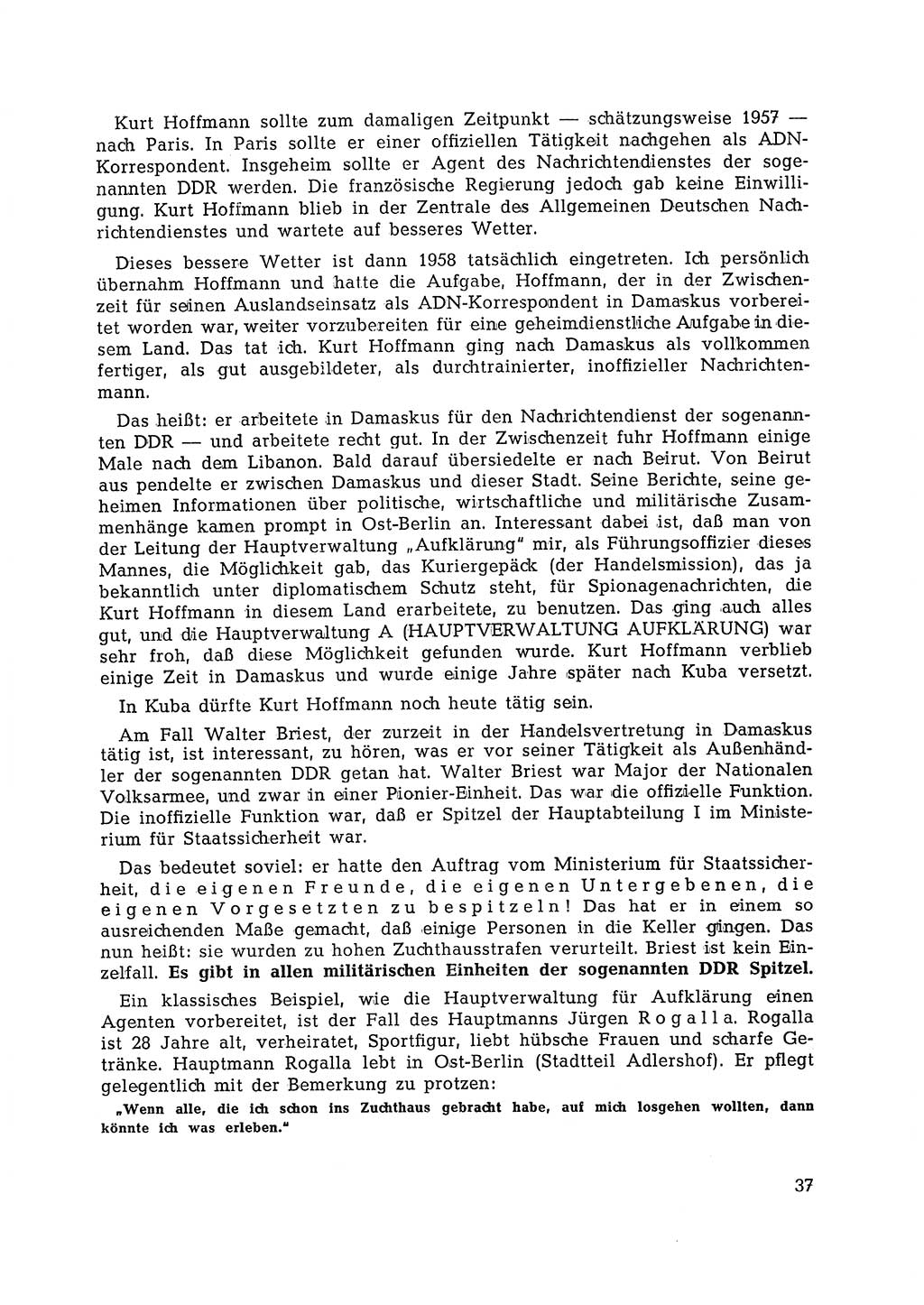 Berlin-Lichtenberg Normannenstraße 22, Agentenzentrale SSD [Staatssicherheitsdienst Deutsche Demokratische Republik (DDR)] 1961, Seite 37 (SSD DDR UfJ BRD 1961, S. 37)