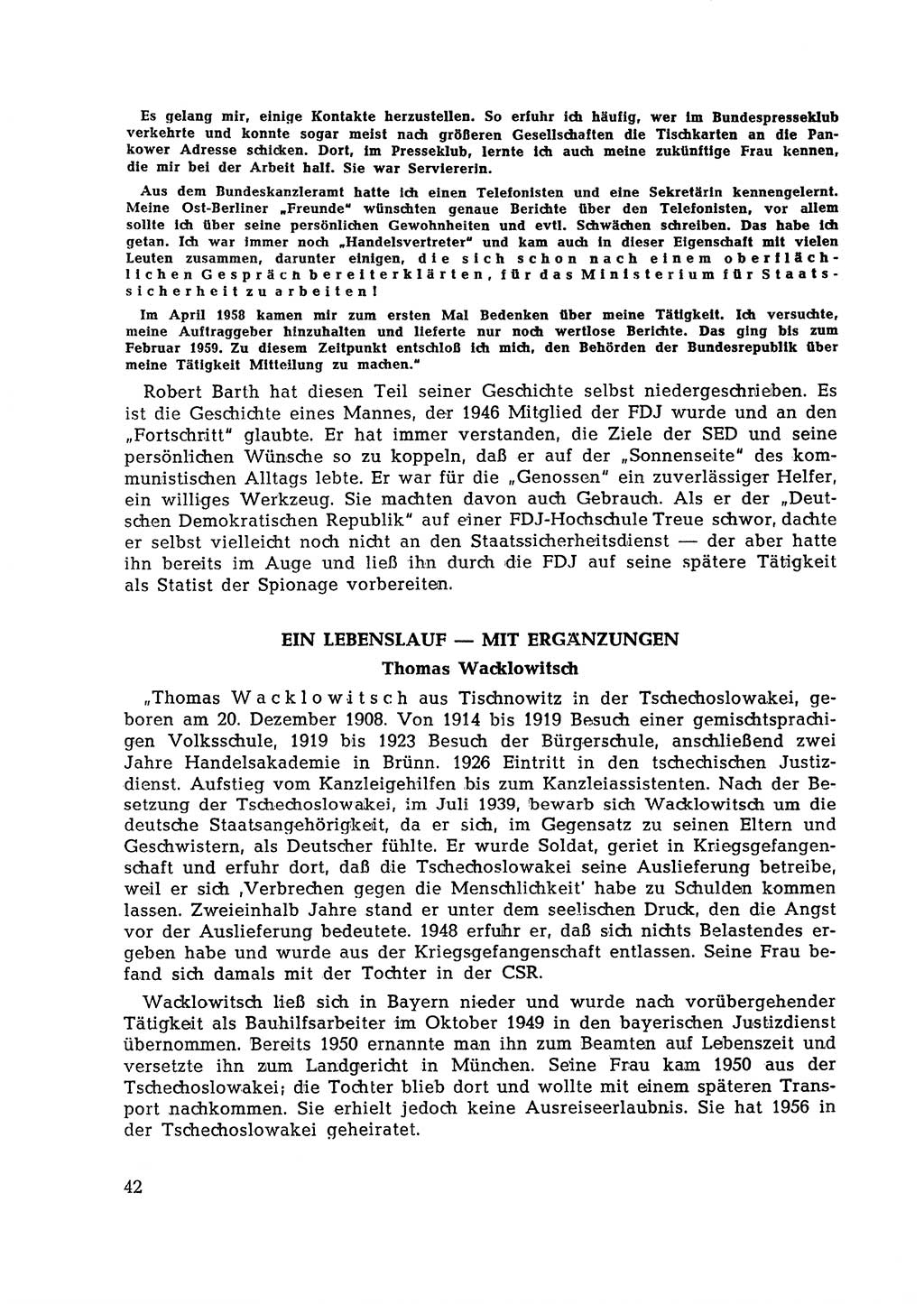 Berlin-Lichtenberg Normannenstraße 22, Agentenzentrale SSD [Staatssicherheitsdienst Deutsche Demokratische Republik (DDR)] 1961, Seite 42 (SSD DDR UfJ BRD 1961, S. 42)