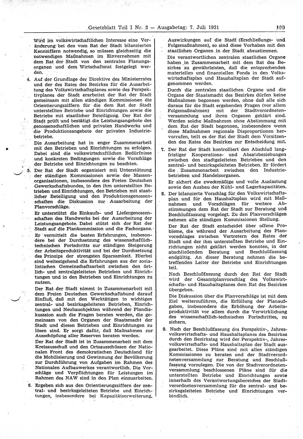 Gesetzblatt (GBl.) der Deutschen Demokratischen Republik (DDR) Teil Ⅰ 1961, Seite 109 (GBl. DDR Ⅰ 1961, S. 109)