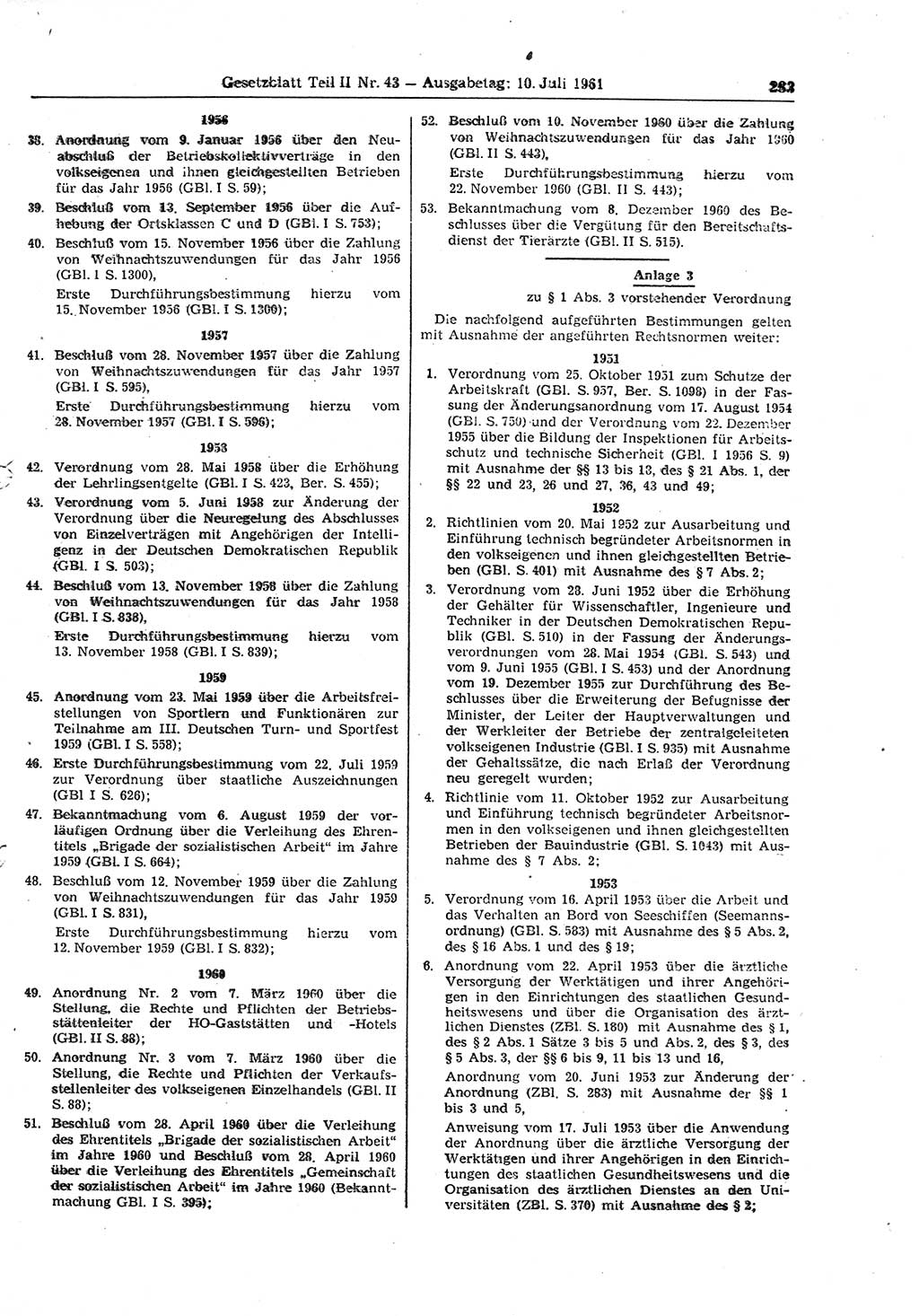Gesetzblatt (GBl.) der Deutschen Demokratischen Republik (DDR) Teil ⅠⅠ 1961, Seite 283 (GBl. DDR ⅠⅠ 1961, S. 283)