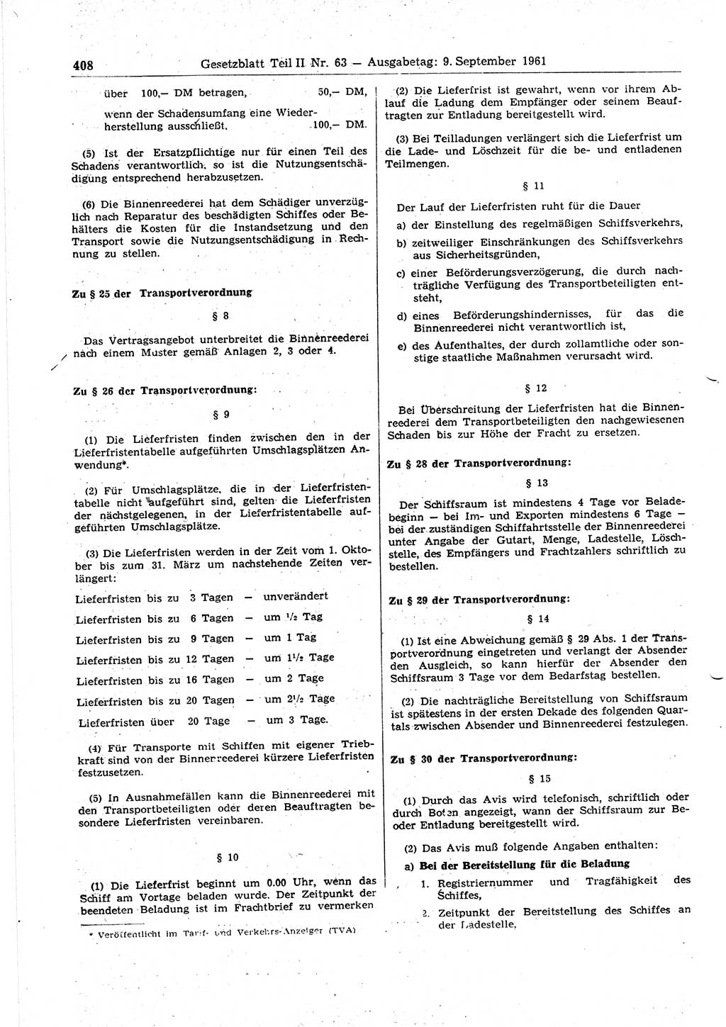 Gesetzblatt (GBl.) der Deutschen Demokratischen Republik (DDR) Teil ⅠⅠ 1961, Seite 408 (GBl. DDR ⅠⅠ 1961, S. 408)