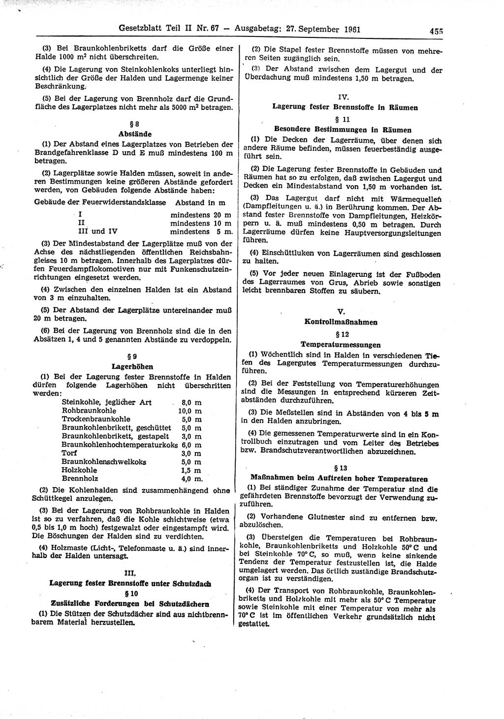 Gesetzblatt (GBl.) der Deutschen Demokratischen Republik (DDR) Teil ⅠⅠ 1961, Seite 455 (GBl. DDR ⅠⅠ 1961, S. 455)