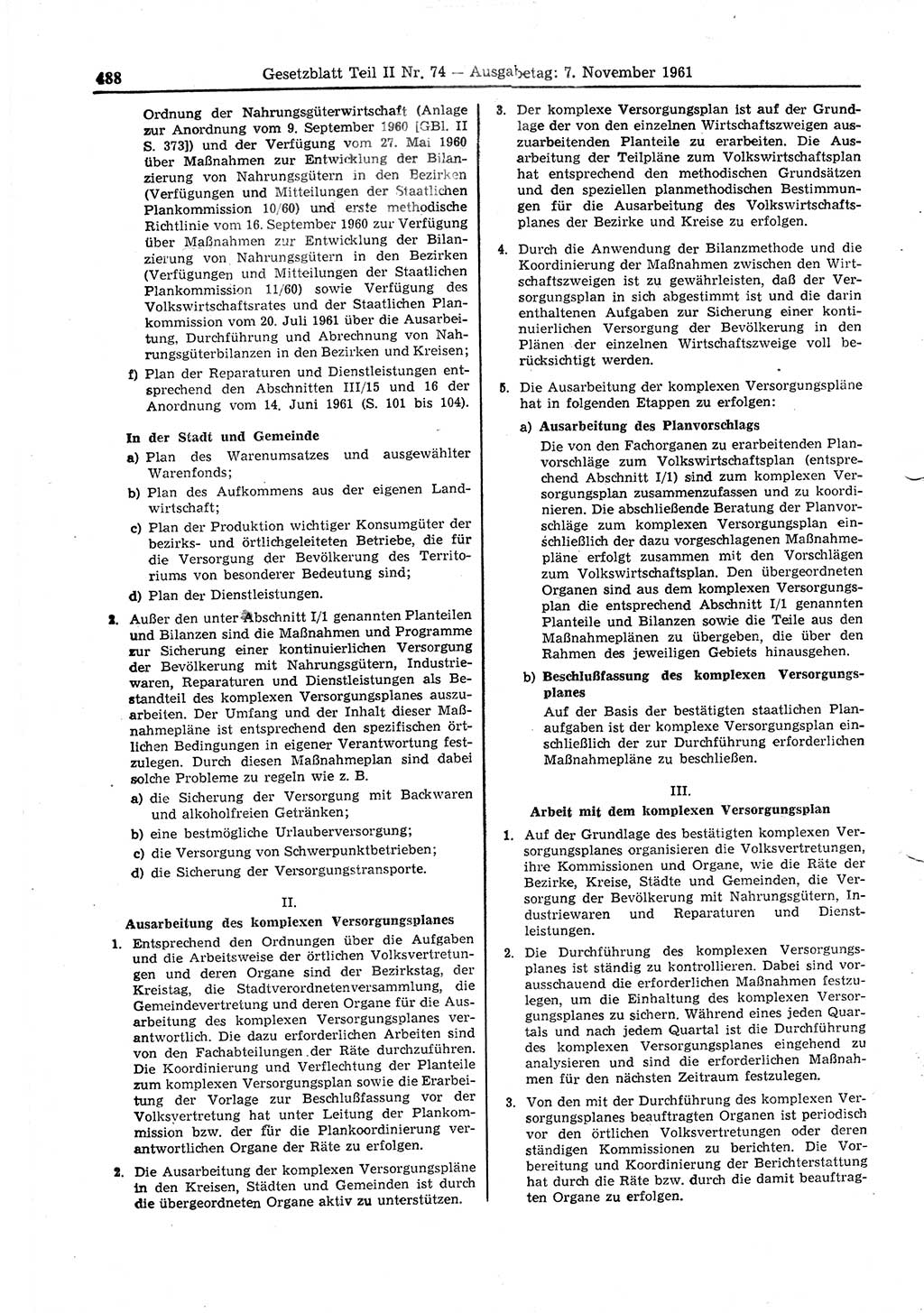 Gesetzblatt (GBl.) der Deutschen Demokratischen Republik (DDR) Teil ⅠⅠ 1961, Seite 488 (GBl. DDR ⅠⅠ 1961, S. 488)