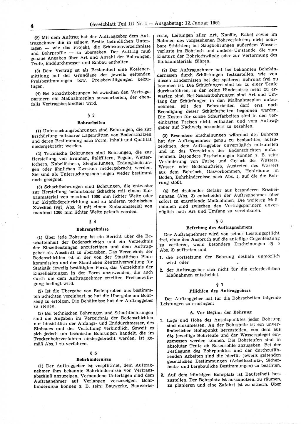 Gesetzblatt (GBl.) der Deutschen Demokratischen Republik (DDR) Teil ⅠⅠⅠ 1961, Seite 4 (GBl. DDR ⅠⅠⅠ 1961, S. 4)