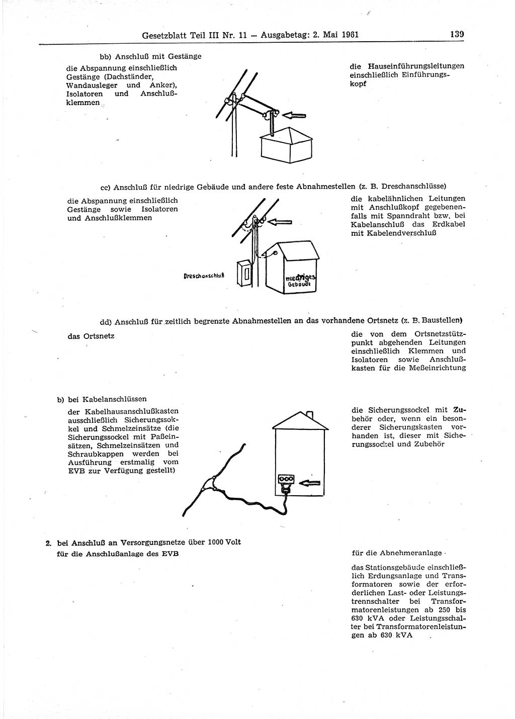 Gesetzblatt (GBl.) der Deutschen Demokratischen Republik (DDR) Teil ⅠⅠⅠ 1961, Seite 139 (GBl. DDR ⅠⅠⅠ 1961, S. 139)