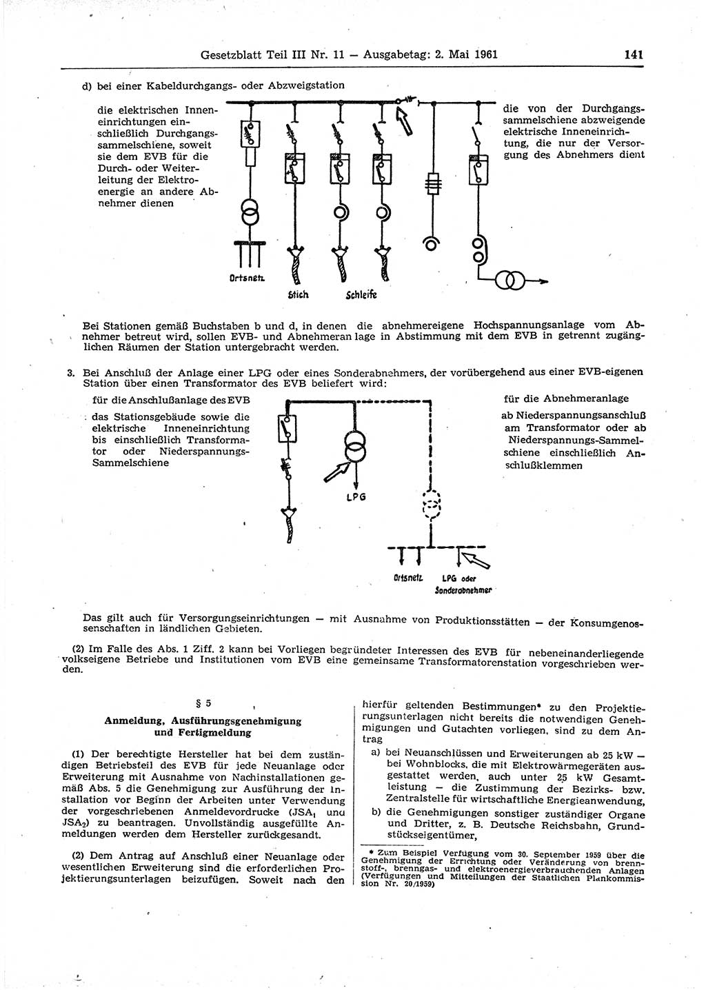 Gesetzblatt (GBl.) der Deutschen Demokratischen Republik (DDR) Teil ⅠⅠⅠ 1961, Seite 141 (GBl. DDR ⅠⅠⅠ 1961, S. 141)