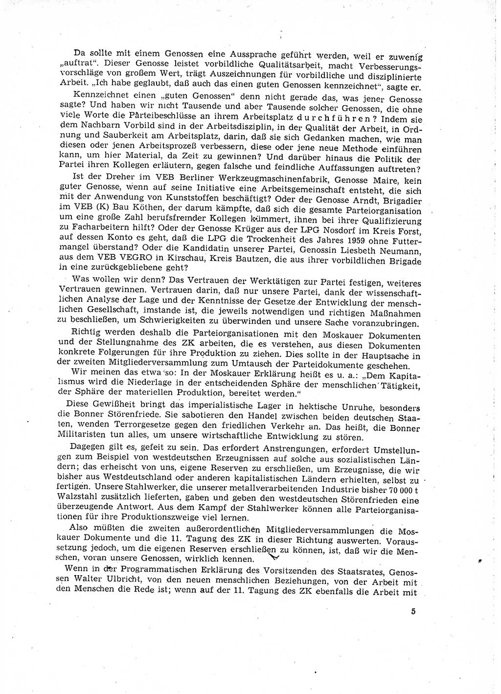 Neuer Weg (NW), Organ des Zentralkomitees (ZK) der SED (Sozialistische Einheitspartei Deutschlands) für Fragen des Parteilebens, 16. Jahrgang [Deutsche Demokratische Republik (DDR)] 1961, Seite 5 (NW ZK SED DDR 1961, S. 5)