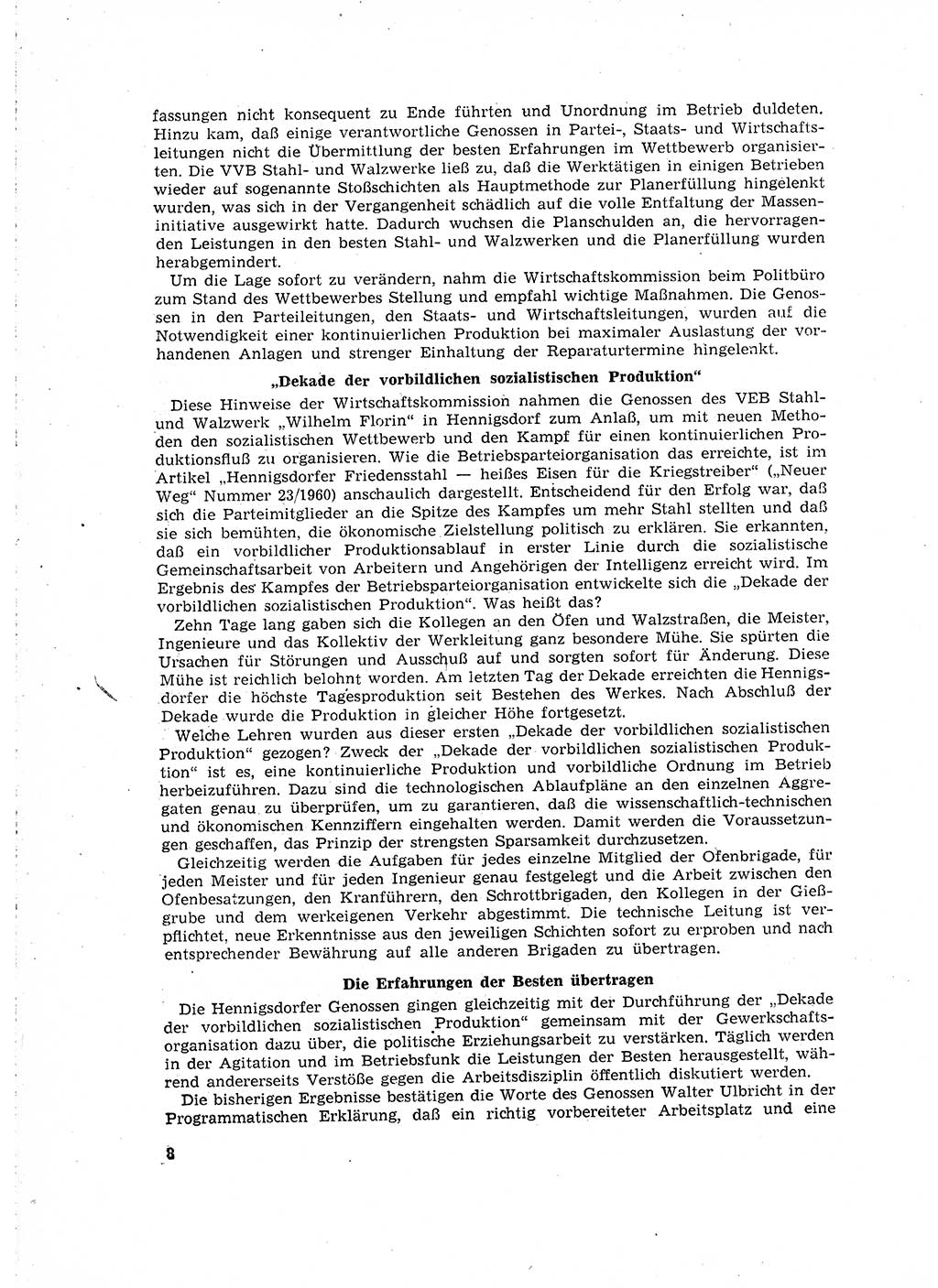 Neuer Weg (NW), Organ des Zentralkomitees (ZK) der SED (Sozialistische Einheitspartei Deutschlands) für Fragen des Parteilebens, 16. Jahrgang [Deutsche Demokratische Republik (DDR)] 1961, Seite 8 (NW ZK SED DDR 1961, S. 8)