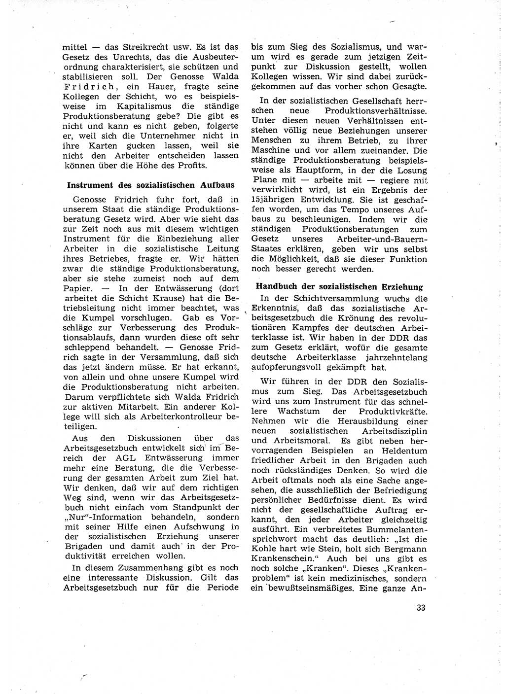 Neuer Weg (NW), Organ des Zentralkomitees (ZK) der SED (Sozialistische Einheitspartei Deutschlands) für Fragen des Parteilebens, 16. Jahrgang [Deutsche Demokratische Republik (DDR)] 1961, Seite 33 (NW ZK SED DDR 1961, S. 33)