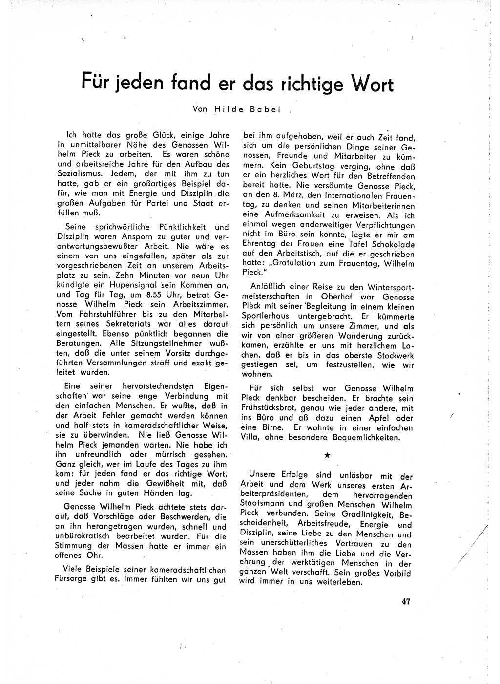 Neuer Weg (NW), Organ des Zentralkomitees (ZK) der SED (Sozialistische Einheitspartei Deutschlands) für Fragen des Parteilebens, 16. Jahrgang [Deutsche Demokratische Republik (DDR)] 1961, Seite 47 (NW ZK SED DDR 1961, S. 47)