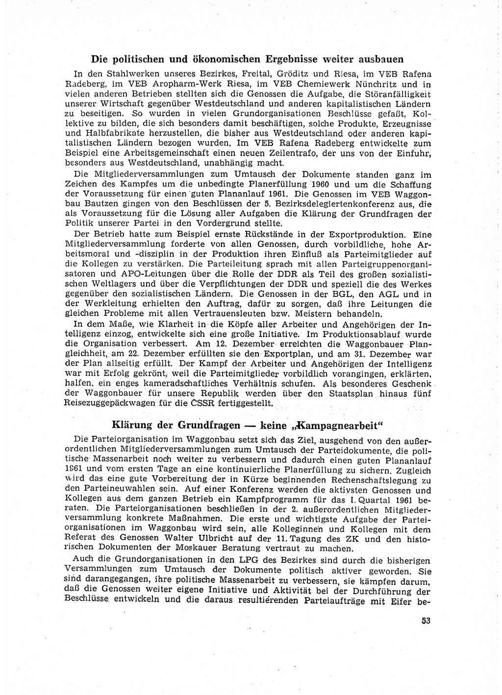 Neuer Weg (NW), Organ des Zentralkomitees (ZK) der SED (Sozialistische Einheitspartei Deutschlands) für Fragen des Parteilebens, 16. Jahrgang [Deutsche Demokratische Republik (DDR)] 1961, Seite 53 (NW ZK SED DDR 1961, S. 53)