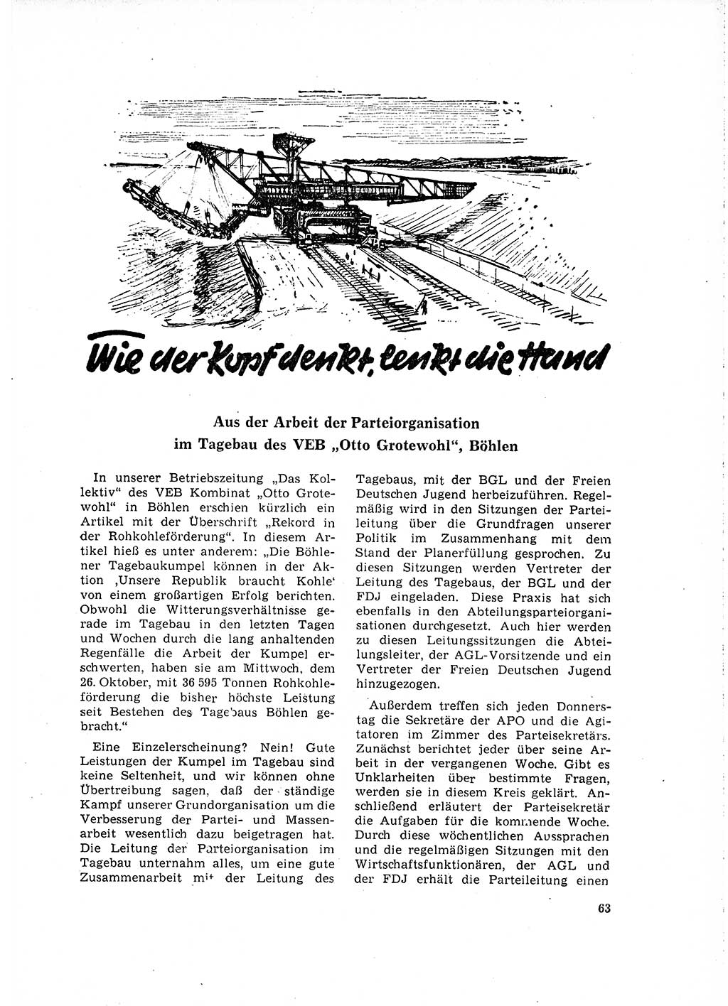 Neuer Weg (NW), Organ des Zentralkomitees (ZK) der SED (Sozialistische Einheitspartei Deutschlands) für Fragen des Parteilebens, 16. Jahrgang [Deutsche Demokratische Republik (DDR)] 1961, Seite 63 (NW ZK SED DDR 1961, S. 63)