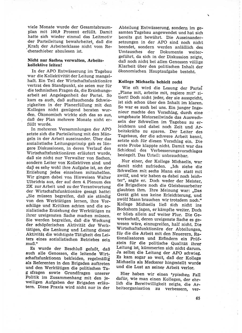 Neuer Weg (NW), Organ des Zentralkomitees (ZK) der SED (Sozialistische Einheitspartei Deutschlands) für Fragen des Parteilebens, 16. Jahrgang [Deutsche Demokratische Republik (DDR)] 1961, Seite 65 (NW ZK SED DDR 1961, S. 65)