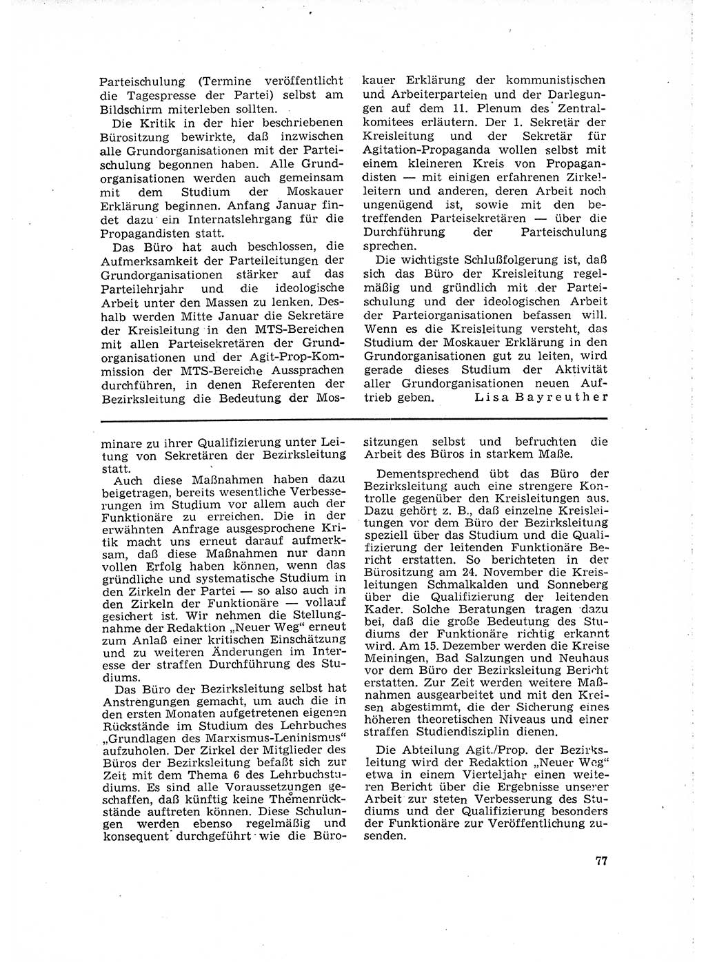 Neuer Weg (NW), Organ des Zentralkomitees (ZK) der SED (Sozialistische Einheitspartei Deutschlands) für Fragen des Parteilebens, 16. Jahrgang [Deutsche Demokratische Republik (DDR)] 1961, Seite 77 (NW ZK SED DDR 1961, S. 77)