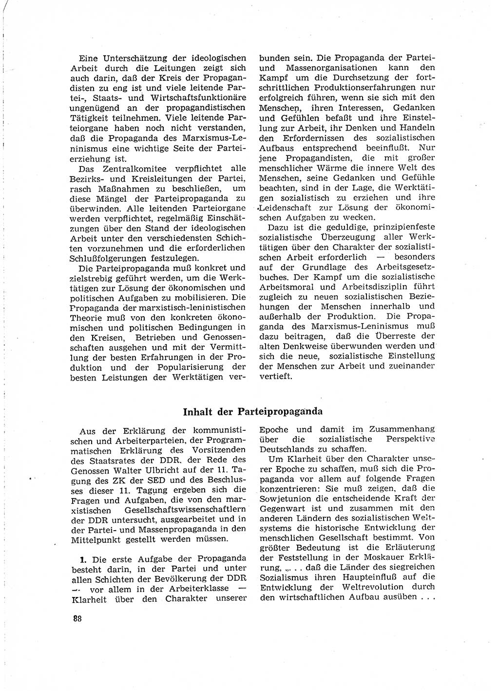 Neuer Weg (NW), Organ des Zentralkomitees (ZK) der SED (Sozialistische Einheitspartei Deutschlands) für Fragen des Parteilebens, 16. Jahrgang [Deutsche Demokratische Republik (DDR)] 1961, Seite 88 (NW ZK SED DDR 1961, S. 88)