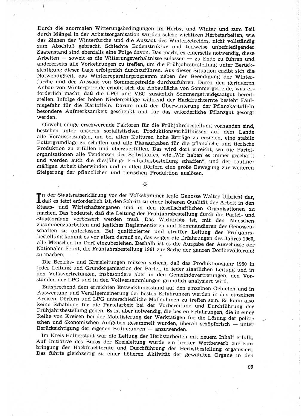 Neuer Weg (NW), Organ des Zentralkomitees (ZK) der SED (Sozialistische Einheitspartei Deutschlands) fÃ¼r Fragen des Parteilebens, 16. Jahrgang [Deutsche Demokratische Republik (DDR)] 1961, Seite 99 (NW ZK SED DDR 1961, S. 99)