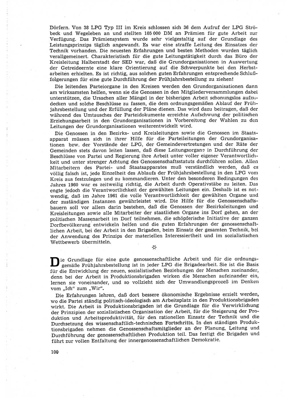 Neuer Weg (NW), Organ des Zentralkomitees (ZK) der SED (Sozialistische Einheitspartei Deutschlands) für Fragen des Parteilebens, 16. Jahrgang [Deutsche Demokratische Republik (DDR)] 1961, Seite 100 (NW ZK SED DDR 1961, S. 100)
