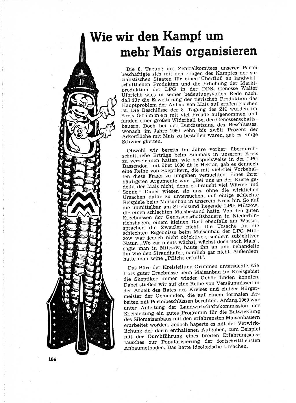 Neuer Weg (NW), Organ des Zentralkomitees (ZK) der SED (Sozialistische Einheitspartei Deutschlands) für Fragen des Parteilebens, 16. Jahrgang [Deutsche Demokratische Republik (DDR)] 1961, Seite 104 (NW ZK SED DDR 1961, S. 104)