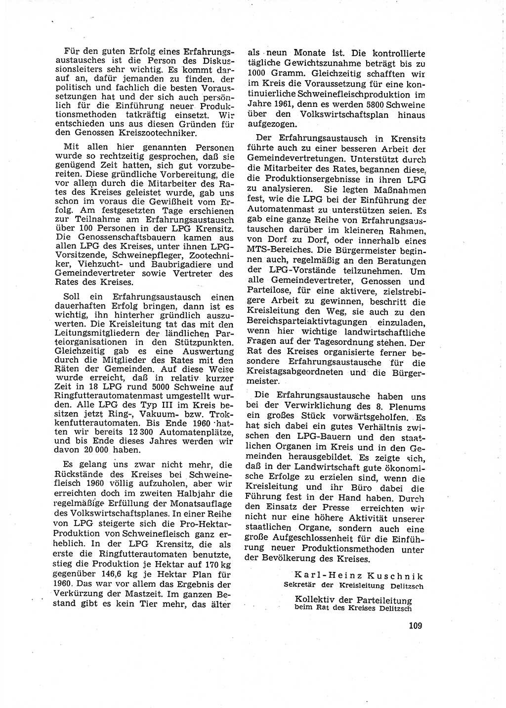 Neuer Weg (NW), Organ des Zentralkomitees (ZK) der SED (Sozialistische Einheitspartei Deutschlands) für Fragen des Parteilebens, 16. Jahrgang [Deutsche Demokratische Republik (DDR)] 1961, Seite 109 (NW ZK SED DDR 1961, S. 109)