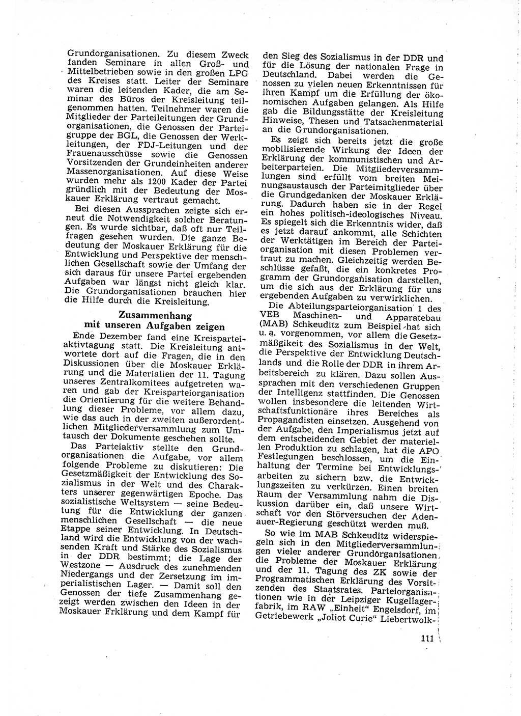 Neuer Weg (NW), Organ des Zentralkomitees (ZK) der SED (Sozialistische Einheitspartei Deutschlands) für Fragen des Parteilebens, 16. Jahrgang [Deutsche Demokratische Republik (DDR)] 1961, Seite 111 (NW ZK SED DDR 1961, S. 111)