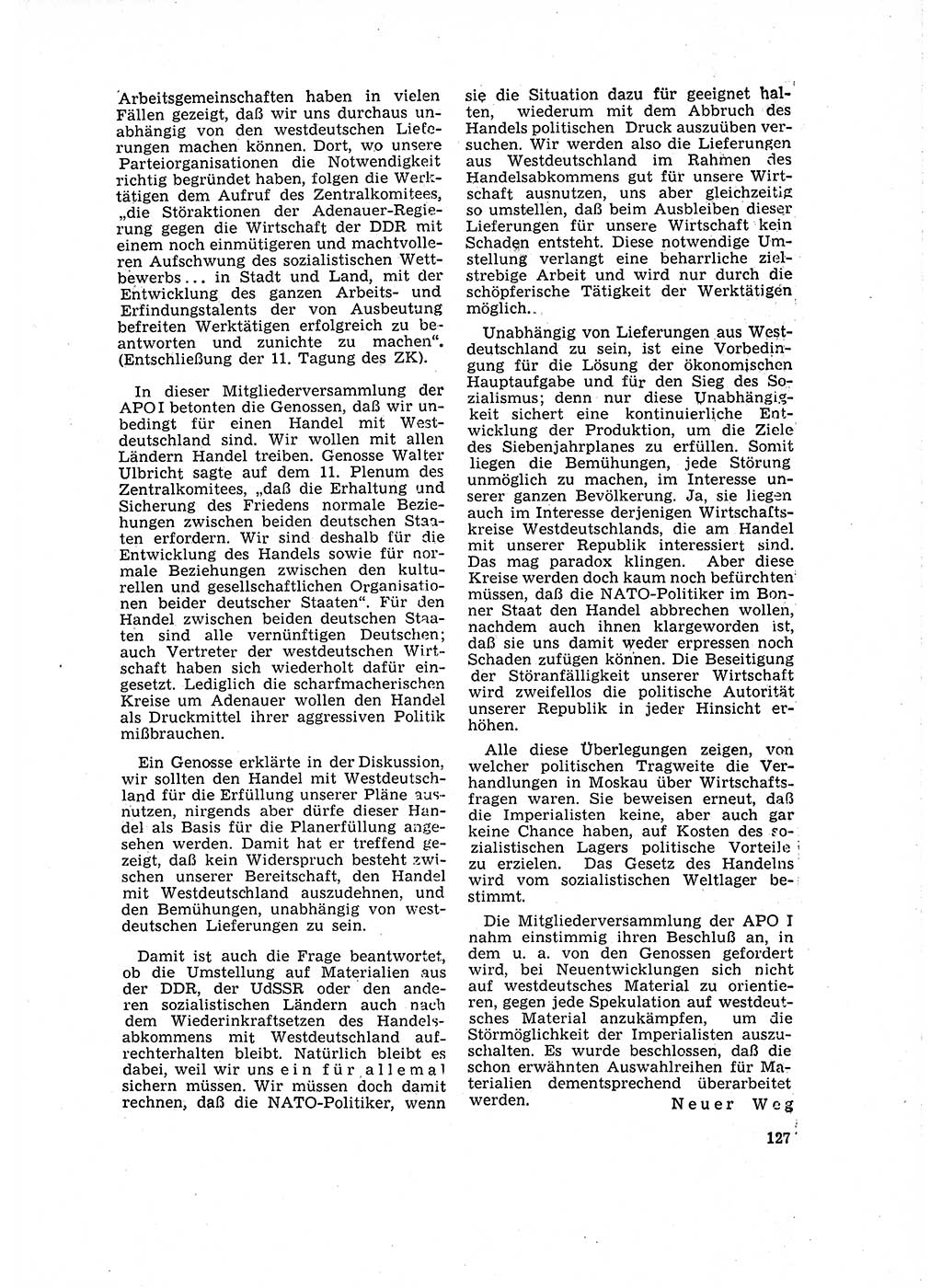 Neuer Weg (NW), Organ des Zentralkomitees (ZK) der SED (Sozialistische Einheitspartei Deutschlands) für Fragen des Parteilebens, 16. Jahrgang [Deutsche Demokratische Republik (DDR)] 1961, Seite 127 (NW ZK SED DDR 1961, S. 127)