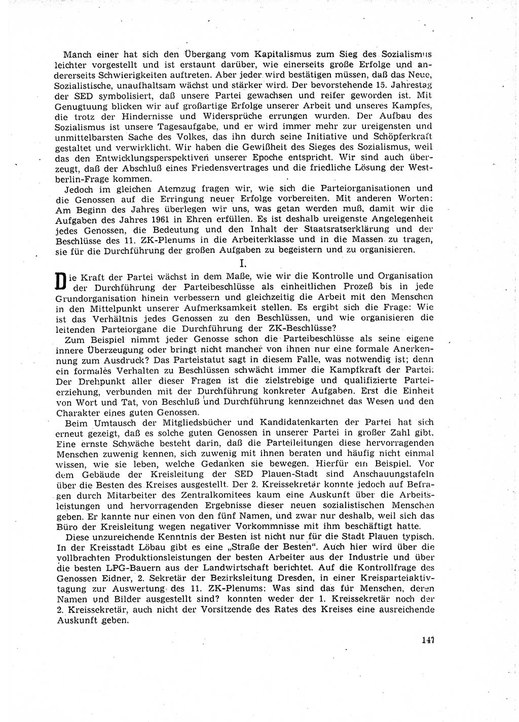 Neuer Weg (NW), Organ des Zentralkomitees (ZK) der SED (Sozialistische Einheitspartei Deutschlands) für Fragen des Parteilebens, 16. Jahrgang [Deutsche Demokratische Republik (DDR)] 1961, Seite 147 (NW ZK SED DDR 1961, S. 147)
