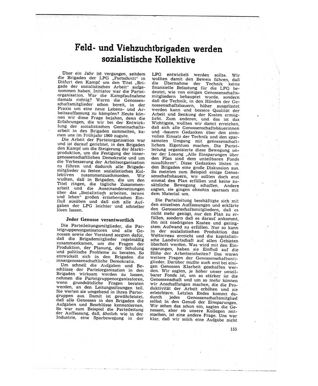 Neuer Weg (NW), Organ des Zentralkomitees (ZK) der SED (Sozialistische Einheitspartei Deutschlands) für Fragen des Parteilebens, 16. Jahrgang [Deutsche Demokratische Republik (DDR)] 1961, Seite 155 (NW ZK SED DDR 1961, S. 155)