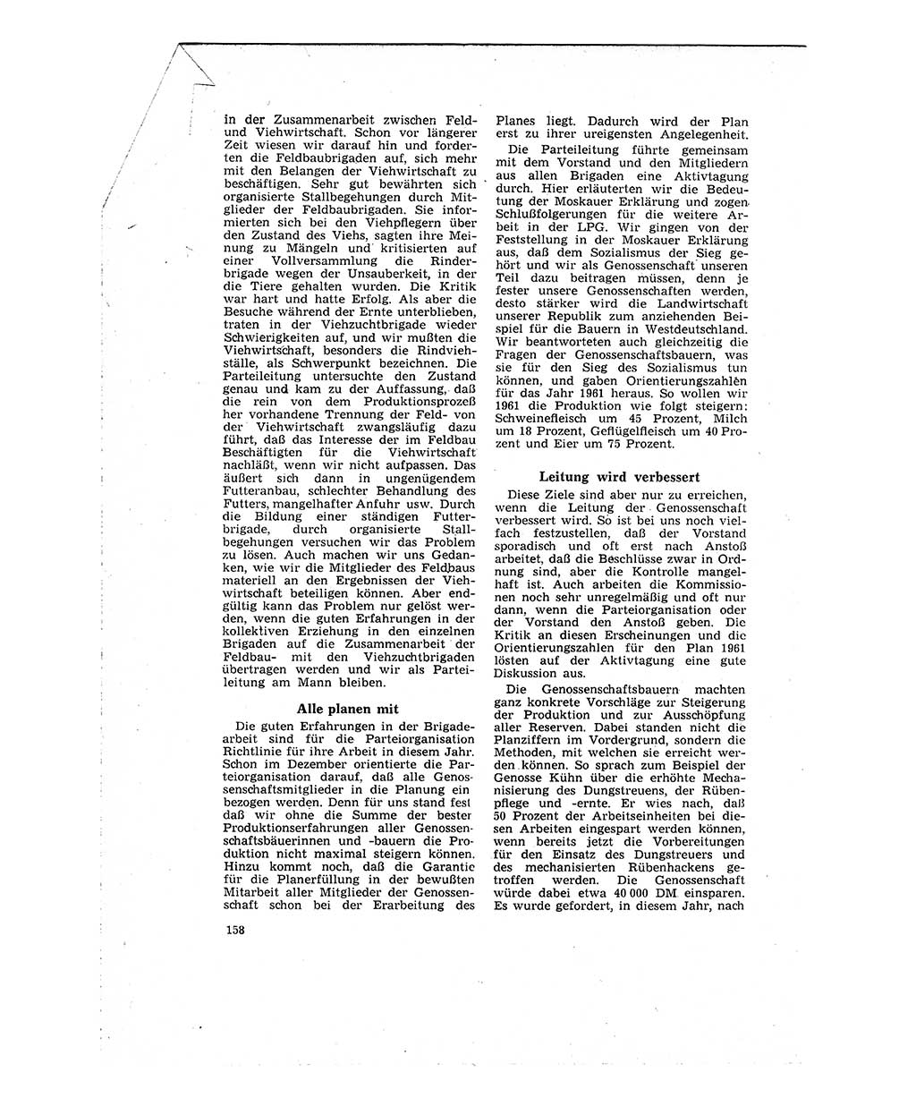 Neuer Weg (NW), Organ des Zentralkomitees (ZK) der SED (Sozialistische Einheitspartei Deutschlands) für Fragen des Parteilebens, 16. Jahrgang [Deutsche Demokratische Republik (DDR)] 1961, Seite 158 (NW ZK SED DDR 1961, S. 158)