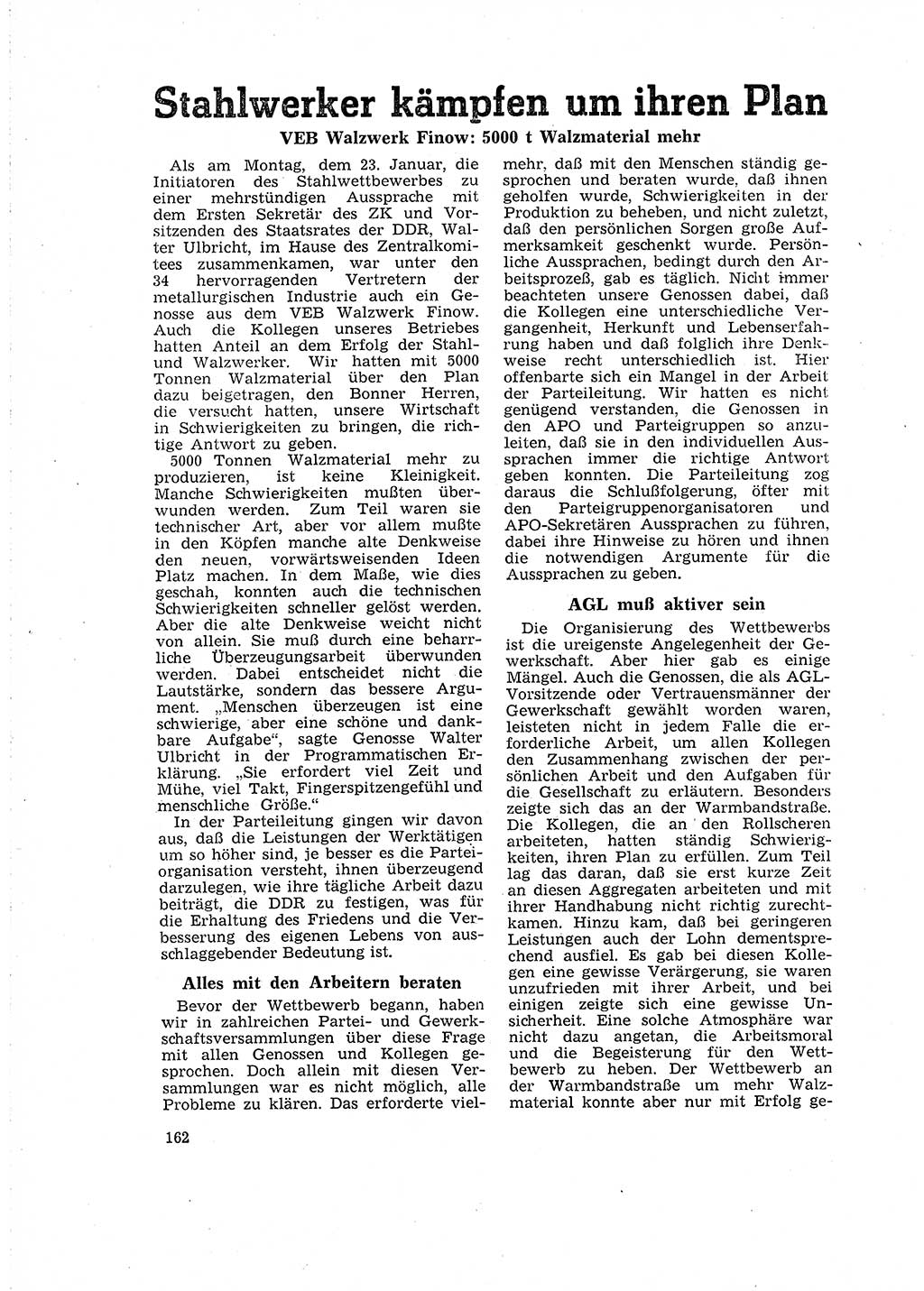 Neuer Weg (NW), Organ des Zentralkomitees (ZK) der SED (Sozialistische Einheitspartei Deutschlands) für Fragen des Parteilebens, 16. Jahrgang [Deutsche Demokratische Republik (DDR)] 1961, Seite 162 (NW ZK SED DDR 1961, S. 162)