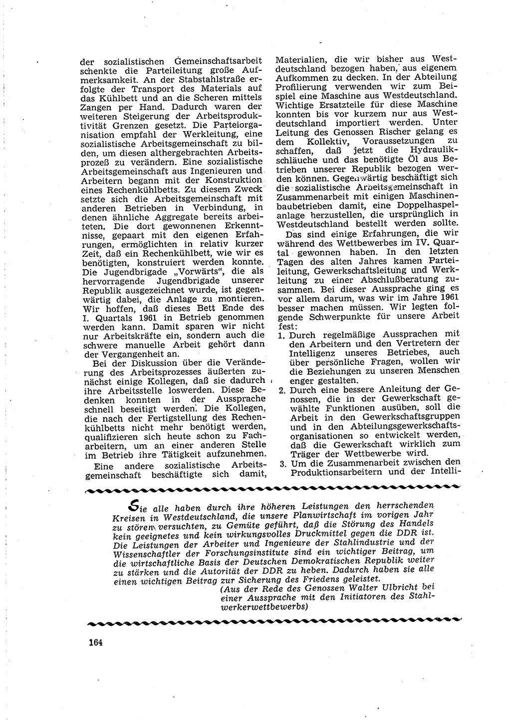 Neuer Weg (NW), Organ des Zentralkomitees (ZK) der SED (Sozialistische Einheitspartei Deutschlands) für Fragen des Parteilebens, 16. Jahrgang [Deutsche Demokratische Republik (DDR)] 1961, Seite 164 (NW ZK SED DDR 1961, S. 164)