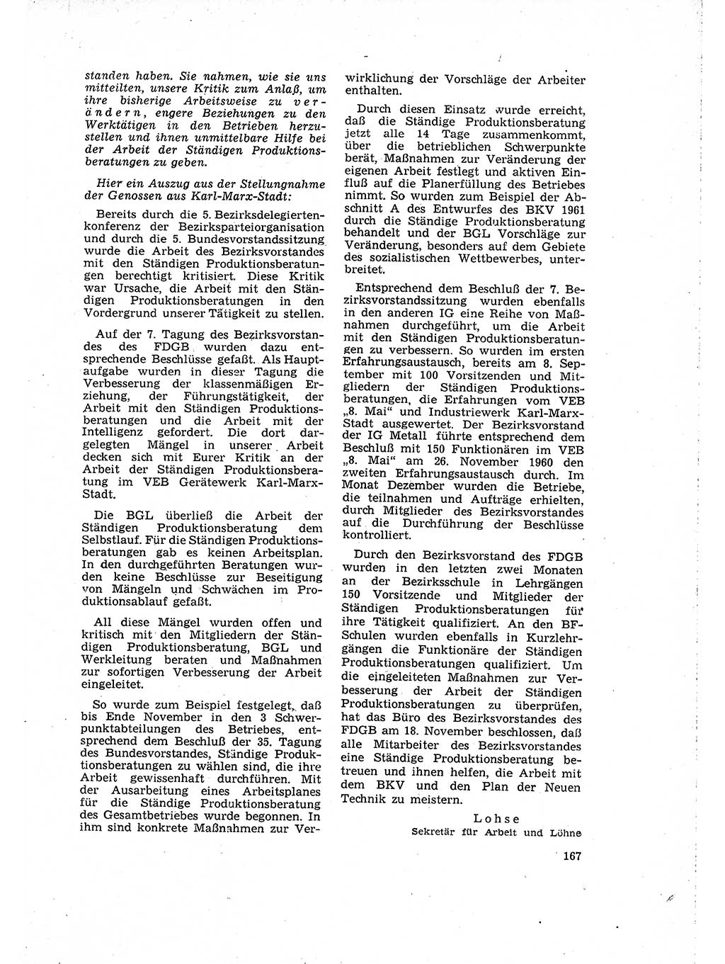 Neuer Weg (NW), Organ des Zentralkomitees (ZK) der SED (Sozialistische Einheitspartei Deutschlands) für Fragen des Parteilebens, 16. Jahrgang [Deutsche Demokratische Republik (DDR)] 1961, Seite 167 (NW ZK SED DDR 1961, S. 167)