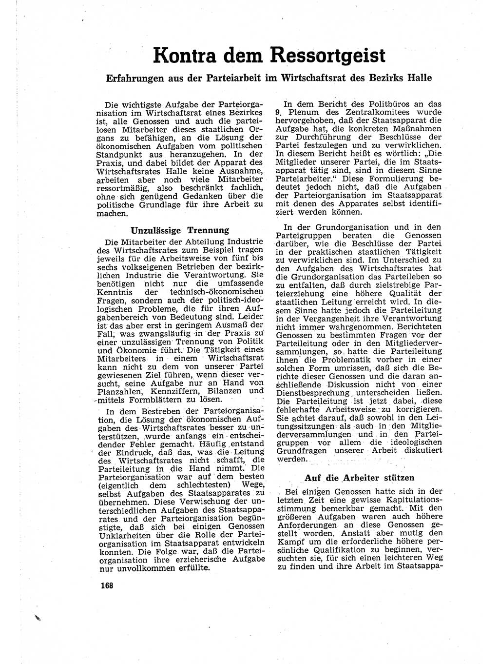 Neuer Weg (NW), Organ des Zentralkomitees (ZK) der SED (Sozialistische Einheitspartei Deutschlands) für Fragen des Parteilebens, 16. Jahrgang [Deutsche Demokratische Republik (DDR)] 1961, Seite 168 (NW ZK SED DDR 1961, S. 168)