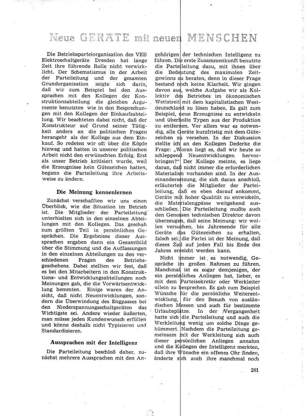 Neuer Weg (NW), Organ des Zentralkomitees (ZK) der SED (Sozialistische Einheitspartei Deutschlands) für Fragen des Parteilebens, 16. Jahrgang [Deutsche Demokratische Republik (DDR)] 1961, Seite 201 (NW ZK SED DDR 1961, S. 201)