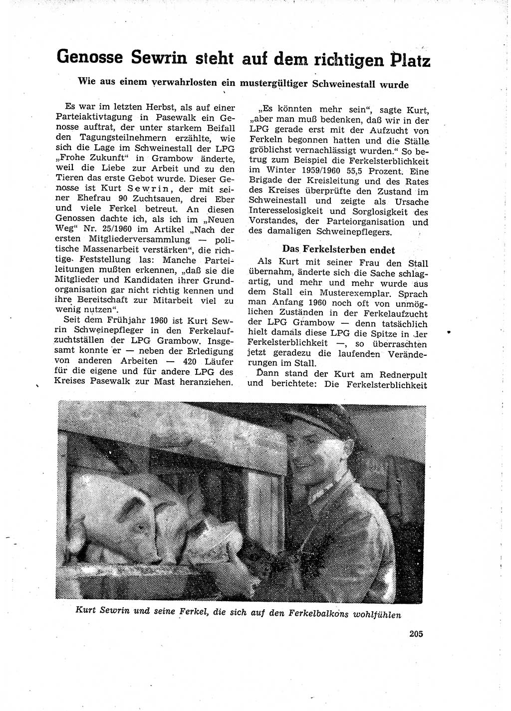 Neuer Weg (NW), Organ des Zentralkomitees (ZK) der SED (Sozialistische Einheitspartei Deutschlands) für Fragen des Parteilebens, 16. Jahrgang [Deutsche Demokratische Republik (DDR)] 1961, Seite 205 (NW ZK SED DDR 1961, S. 205)