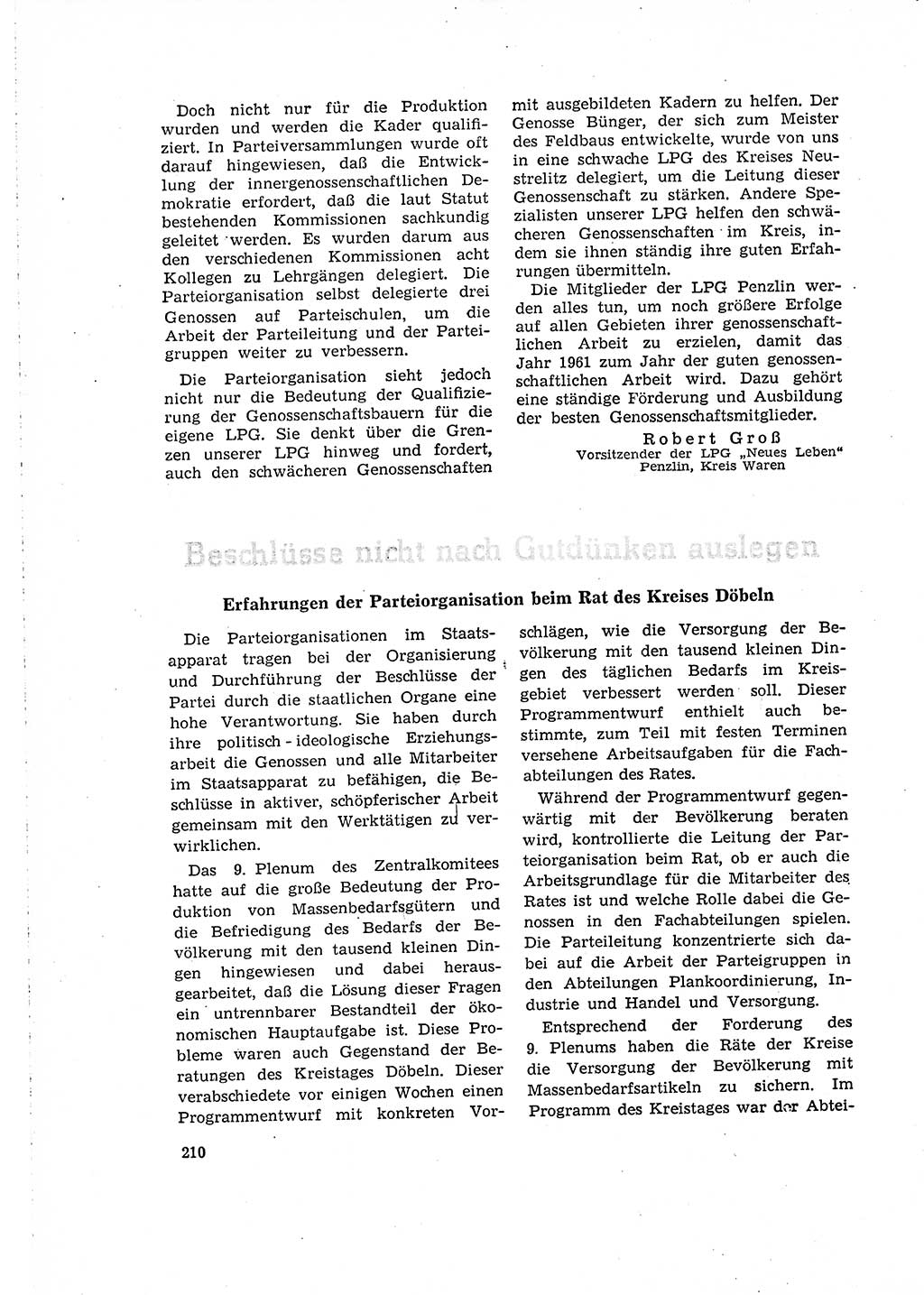 Neuer Weg (NW), Organ des Zentralkomitees (ZK) der SED (Sozialistische Einheitspartei Deutschlands) für Fragen des Parteilebens, 16. Jahrgang [Deutsche Demokratische Republik (DDR)] 1961, Seite 210 (NW ZK SED DDR 1961, S. 210)