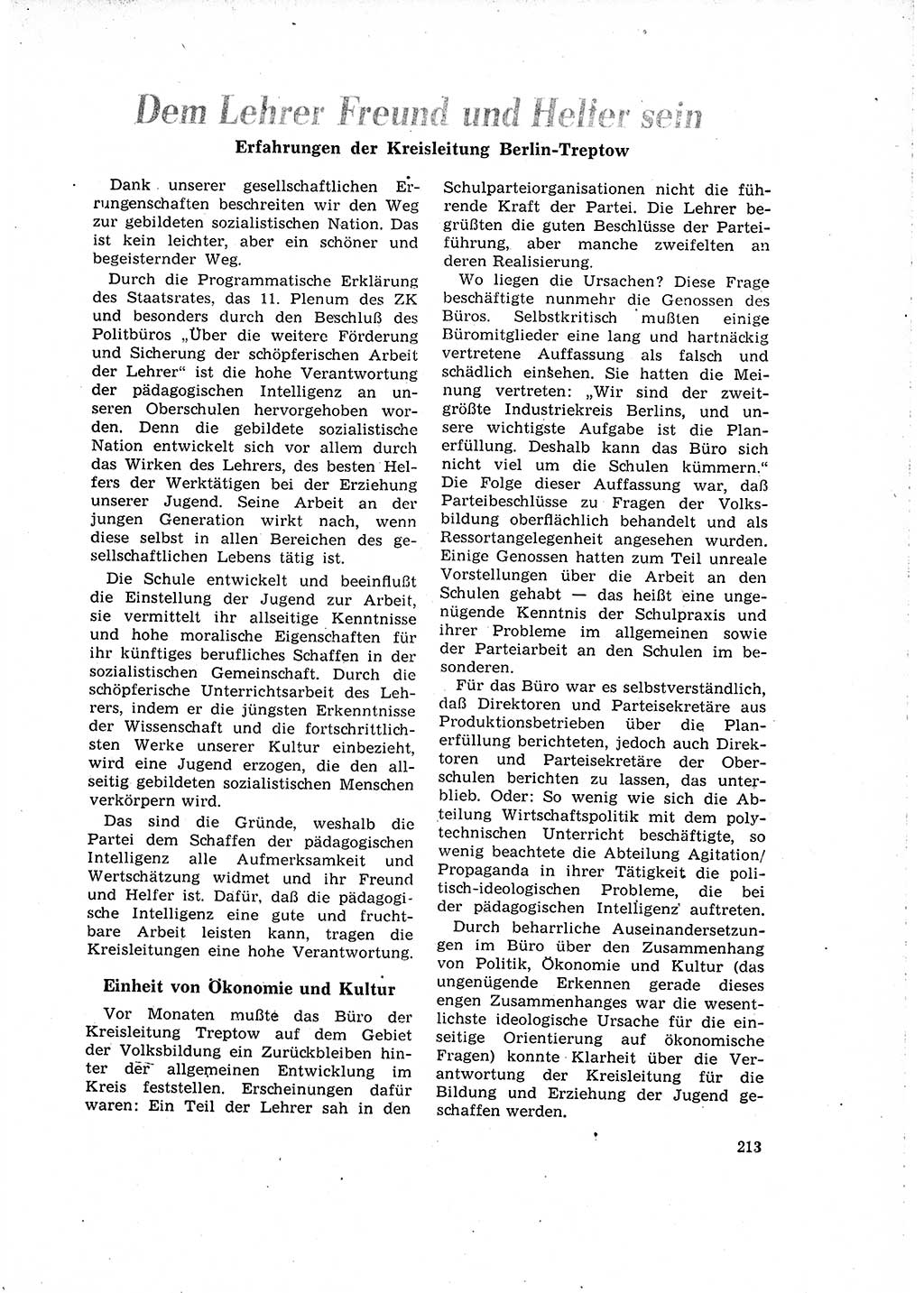 Neuer Weg (NW), Organ des Zentralkomitees (ZK) der SED (Sozialistische Einheitspartei Deutschlands) für Fragen des Parteilebens, 16. Jahrgang [Deutsche Demokratische Republik (DDR)] 1961, Seite 213 (NW ZK SED DDR 1961, S. 213)