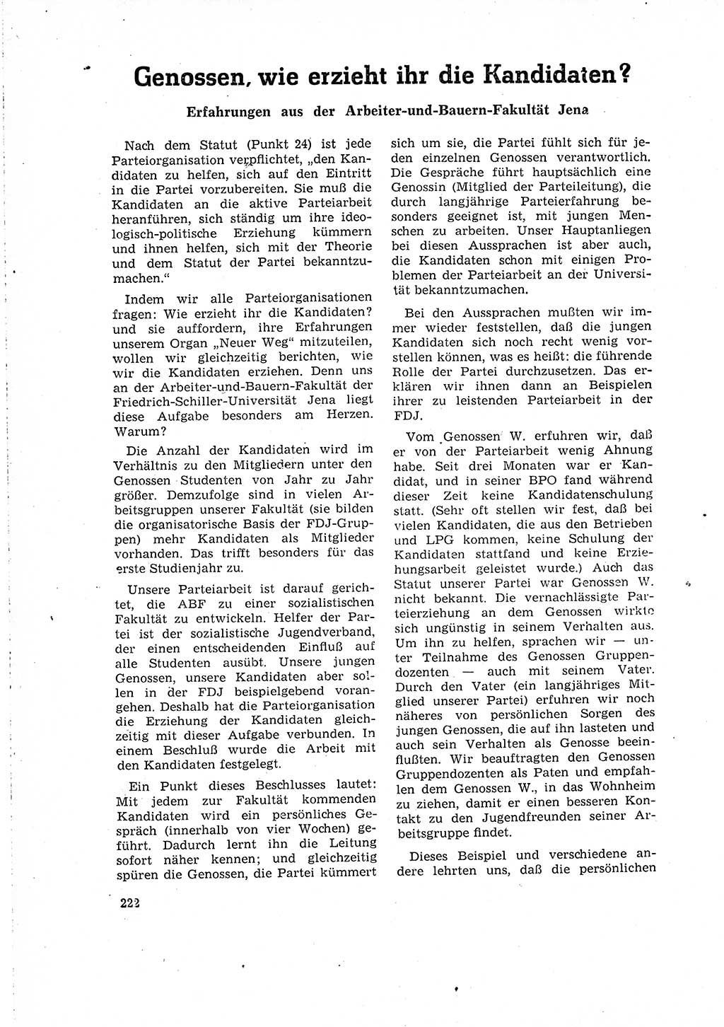 Neuer Weg (NW), Organ des Zentralkomitees (ZK) der SED (Sozialistische Einheitspartei Deutschlands) für Fragen des Parteilebens, 16. Jahrgang [Deutsche Demokratische Republik (DDR)] 1961, Seite 222 (NW ZK SED DDR 1961, S. 222)