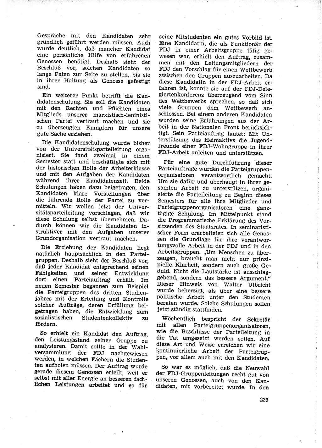 Neuer Weg (NW), Organ des Zentralkomitees (ZK) der SED (Sozialistische Einheitspartei Deutschlands) für Fragen des Parteilebens, 16. Jahrgang [Deutsche Demokratische Republik (DDR)] 1961, Seite 223 (NW ZK SED DDR 1961, S. 223)