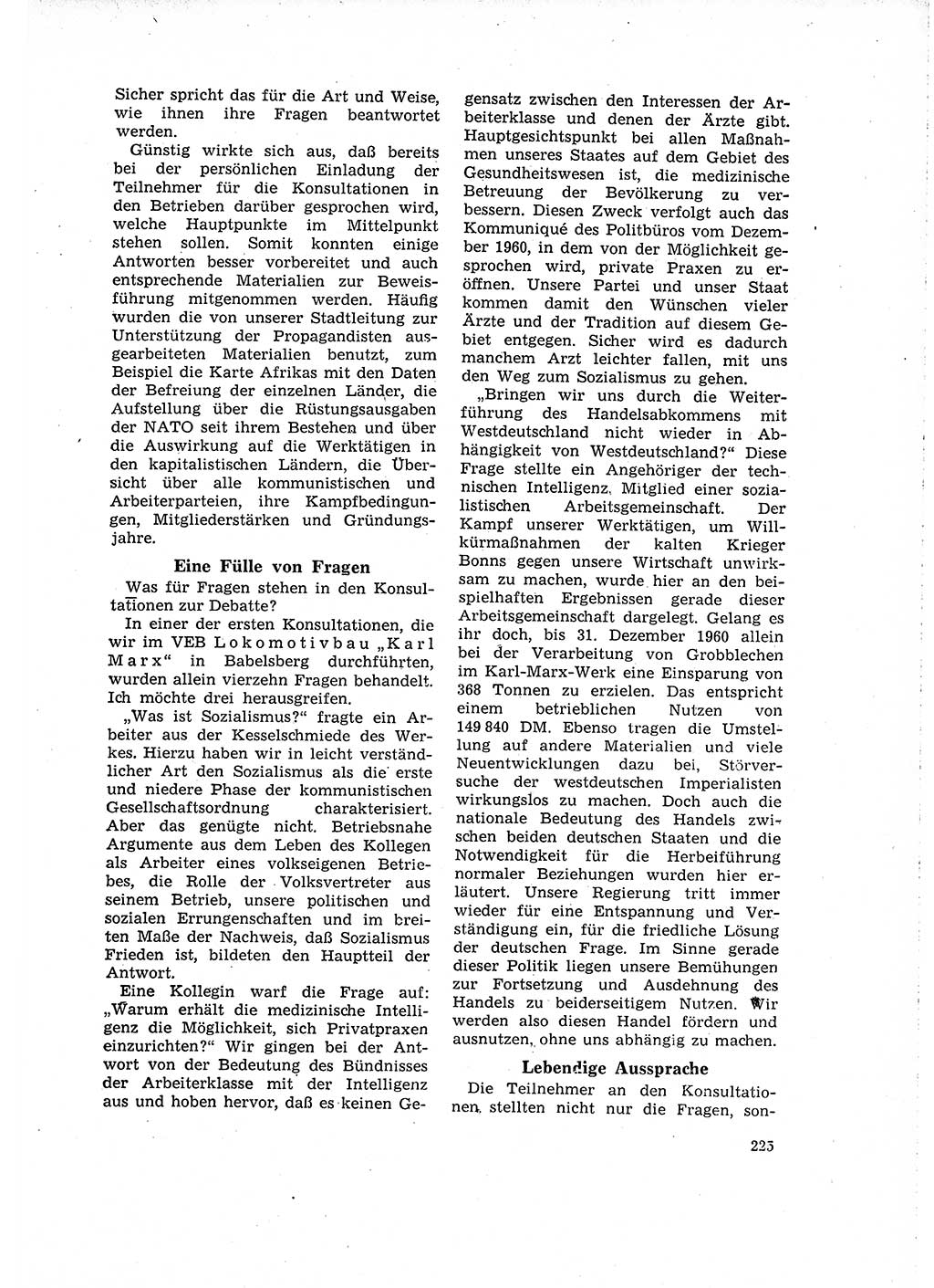 Neuer Weg (NW), Organ des Zentralkomitees (ZK) der SED (Sozialistische Einheitspartei Deutschlands) für Fragen des Parteilebens, 16. Jahrgang [Deutsche Demokratische Republik (DDR)] 1961, Seite 225 (NW ZK SED DDR 1961, S. 225)