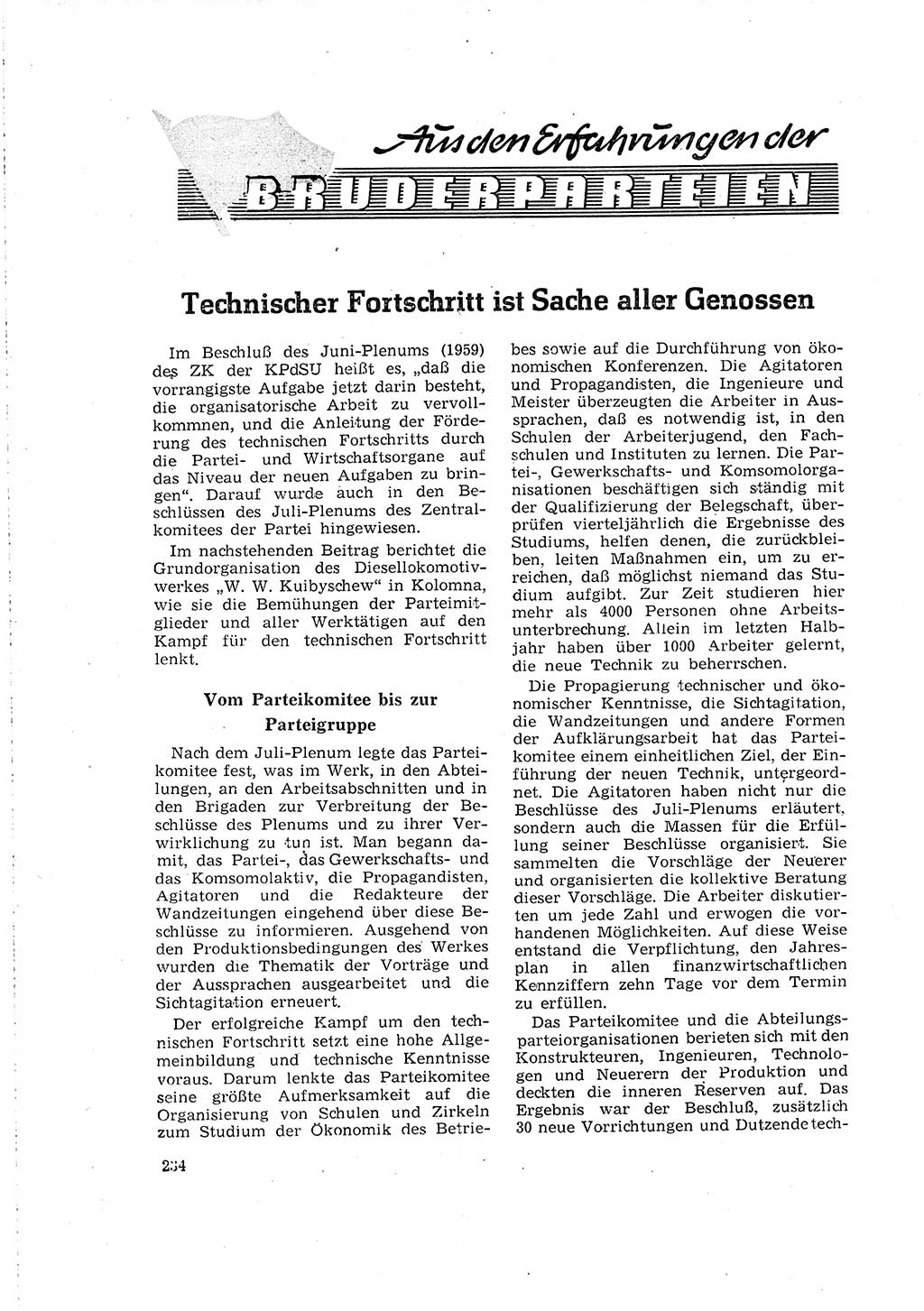 Neuer Weg (NW), Organ des Zentralkomitees (ZK) der SED (Sozialistische Einheitspartei Deutschlands) für Fragen des Parteilebens, 16. Jahrgang [Deutsche Demokratische Republik (DDR)] 1961, Seite 234 (NW ZK SED DDR 1961, S. 234)