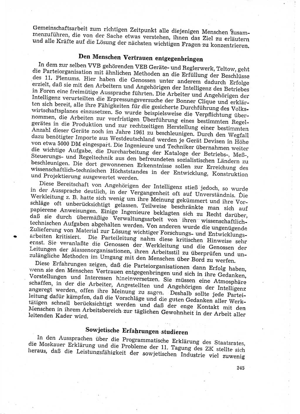 Neuer Weg (NW), Organ des Zentralkomitees (ZK) der SED (Sozialistische Einheitspartei Deutschlands) für Fragen des Parteilebens, 16. Jahrgang [Deutsche Demokratische Republik (DDR)] 1961, Seite 245 (NW ZK SED DDR 1961, S. 245)