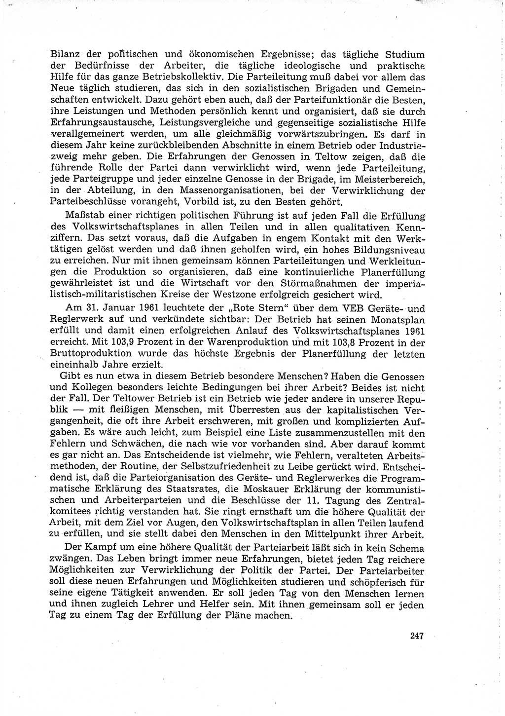 Neuer Weg (NW), Organ des Zentralkomitees (ZK) der SED (Sozialistische Einheitspartei Deutschlands) für Fragen des Parteilebens, 16. Jahrgang [Deutsche Demokratische Republik (DDR)] 1961, Seite 247 (NW ZK SED DDR 1961, S. 247)